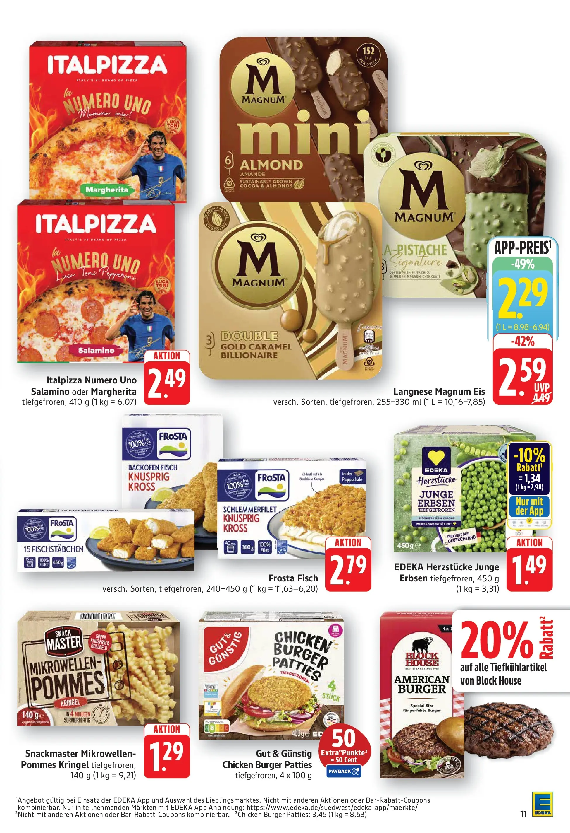 Edeka prospekt Geislingen (ab 20.07.2026) » Angebote Online | Seite: 11 | Produkte: Frosta, Backofen, Eis, Erbsen