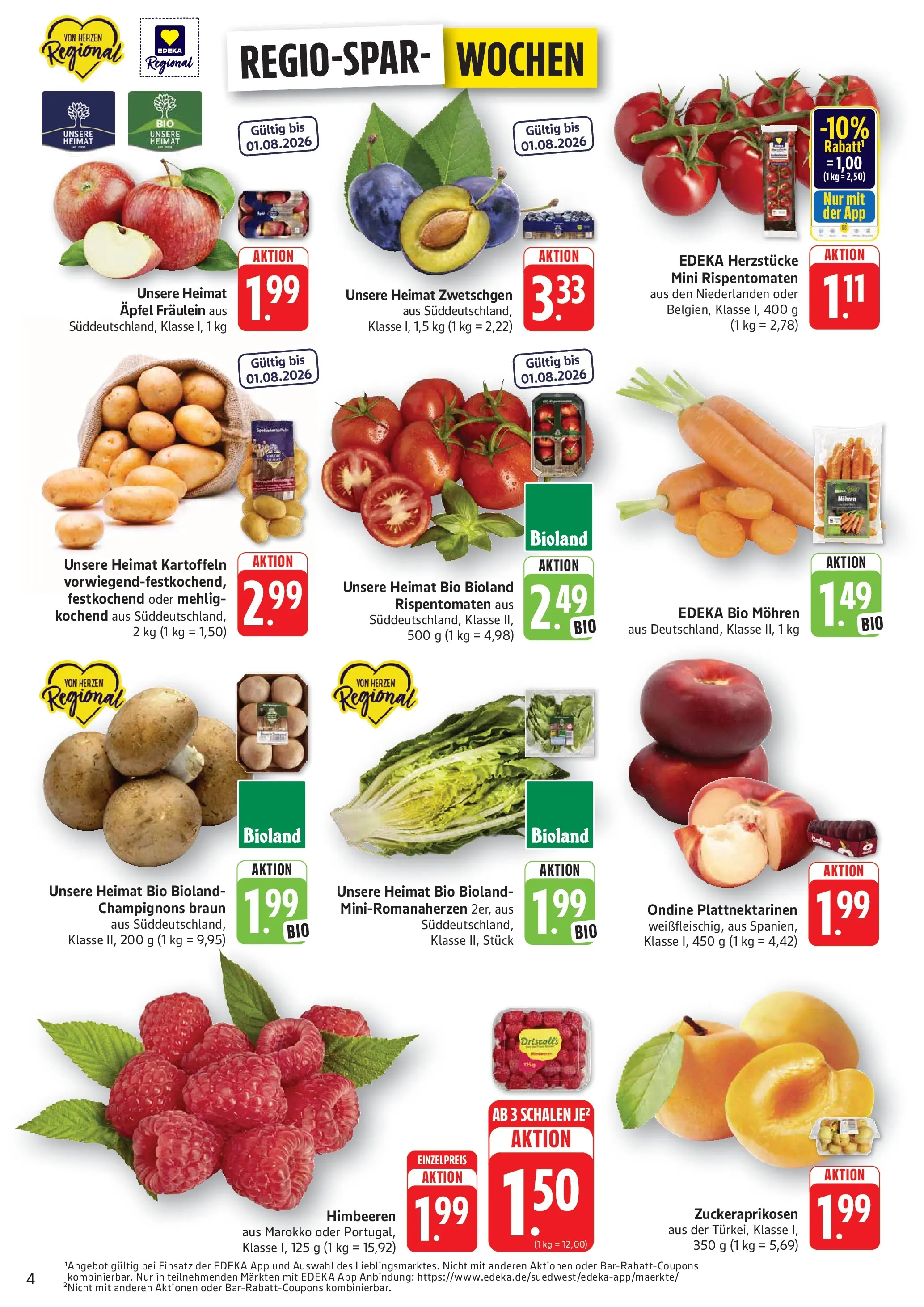 Edeka prospekt Kröppen (ab 20.07.2026) » Angebote Online | Seite: 4 | Produkte: Himbeeren, Äpfel, Zwetschgen, Kartoffeln