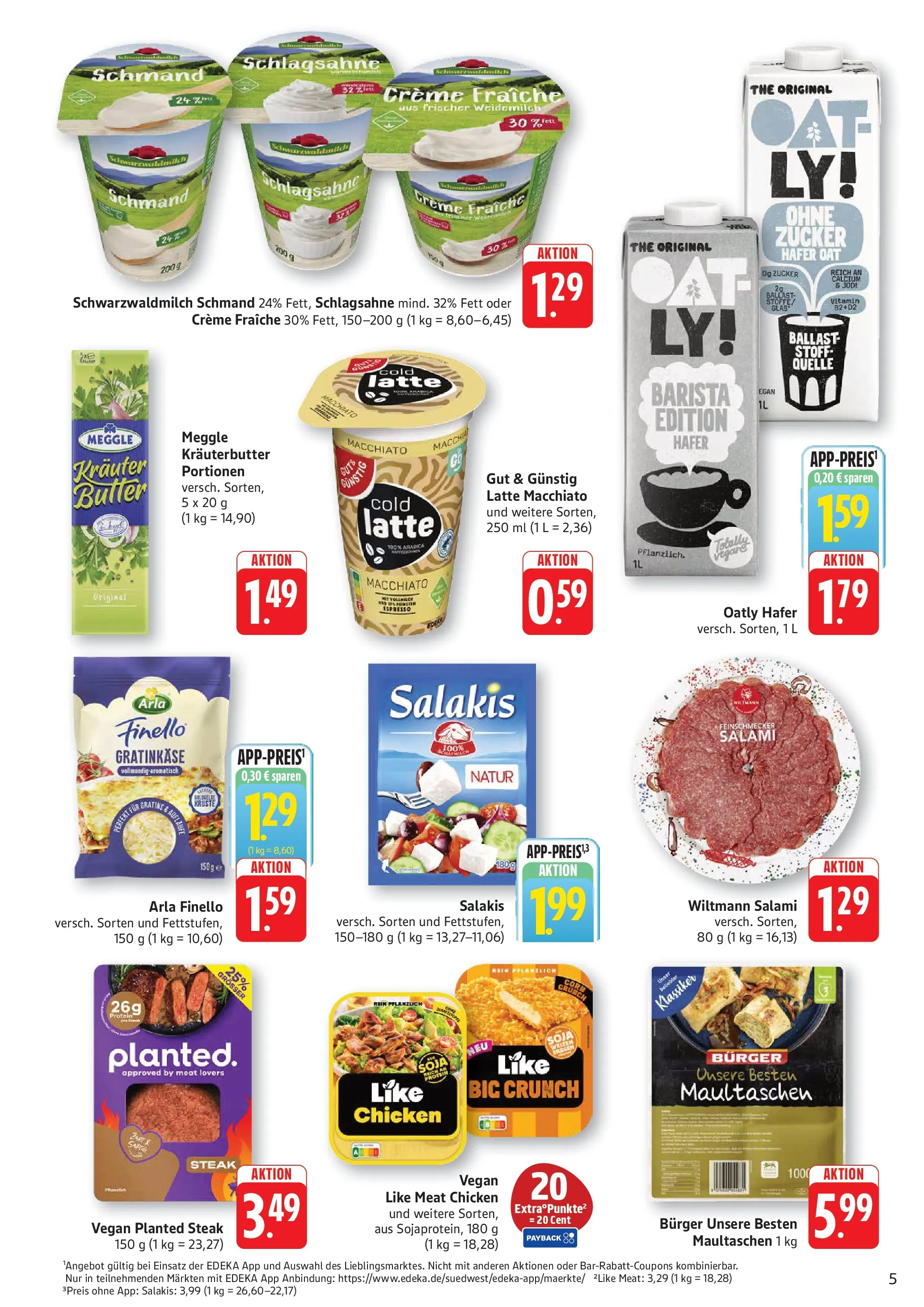 Edeka prospekt Kröppen (ab 20.07.2026) » Angebote Online | Seite: 5 | Produkte: Schlagsahne, Kräuterbutter, Salakis, Wein