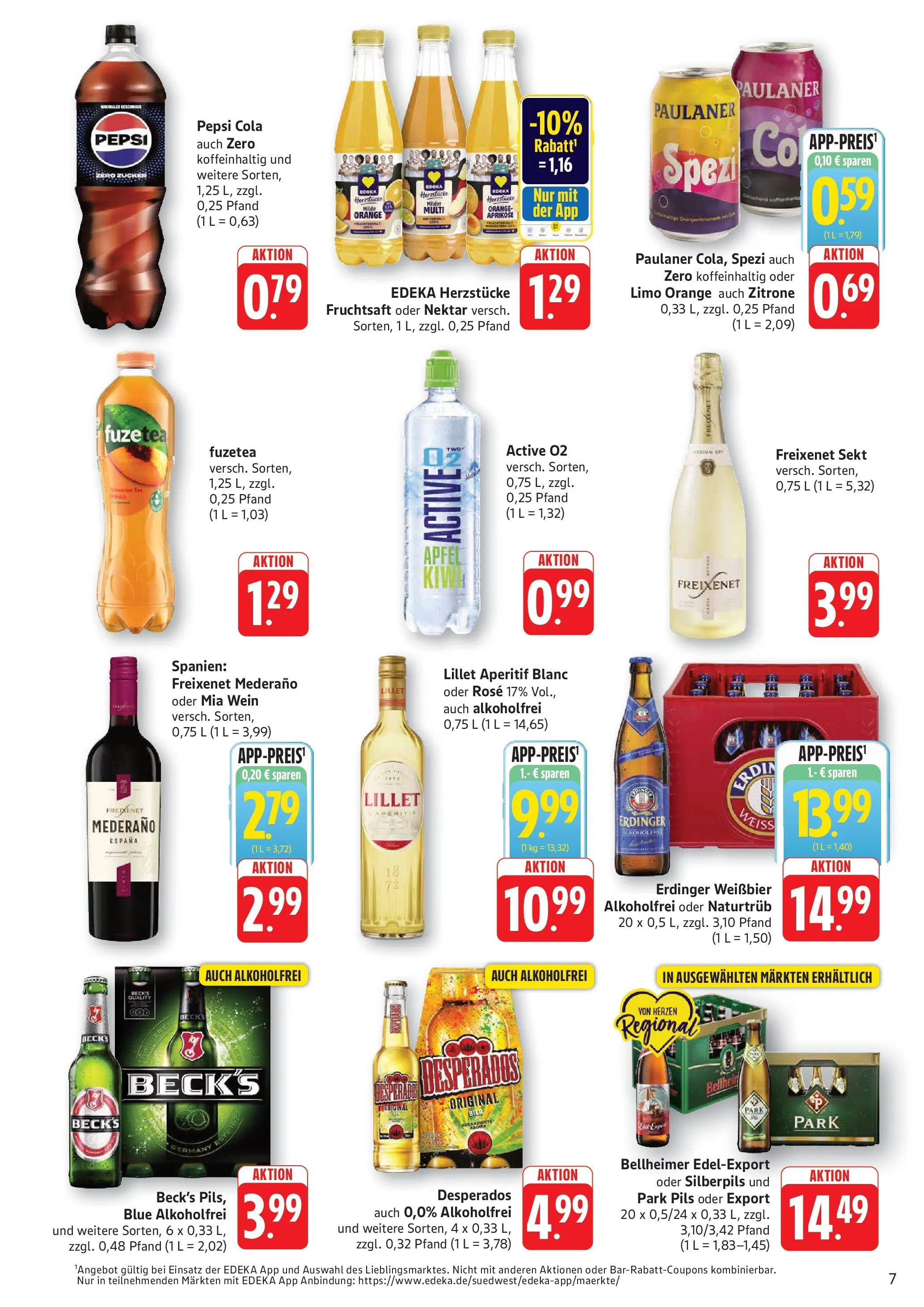 Edeka prospekt Kröppen (ab 20.07.2026) » Angebote Online | Seite: 7 | Produkte: Erdinger, Sekt, Zitrone, Pepsi