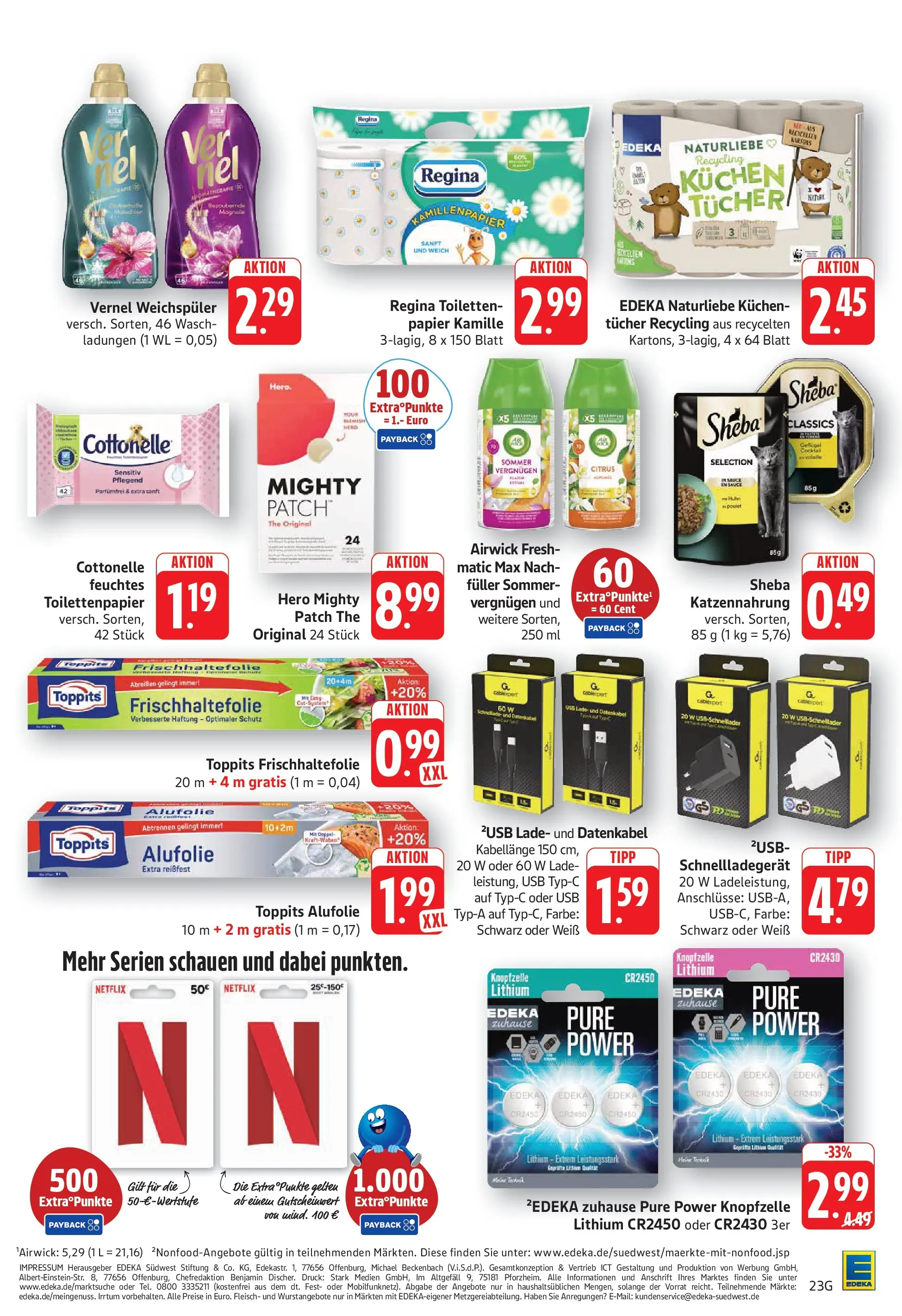 Edeka prospekt Geislingen (ab 20.07.2026) » Angebote Online | Seite: 23 | Produkte: USB, Sheba, Weichspüler, Toilettenpapier