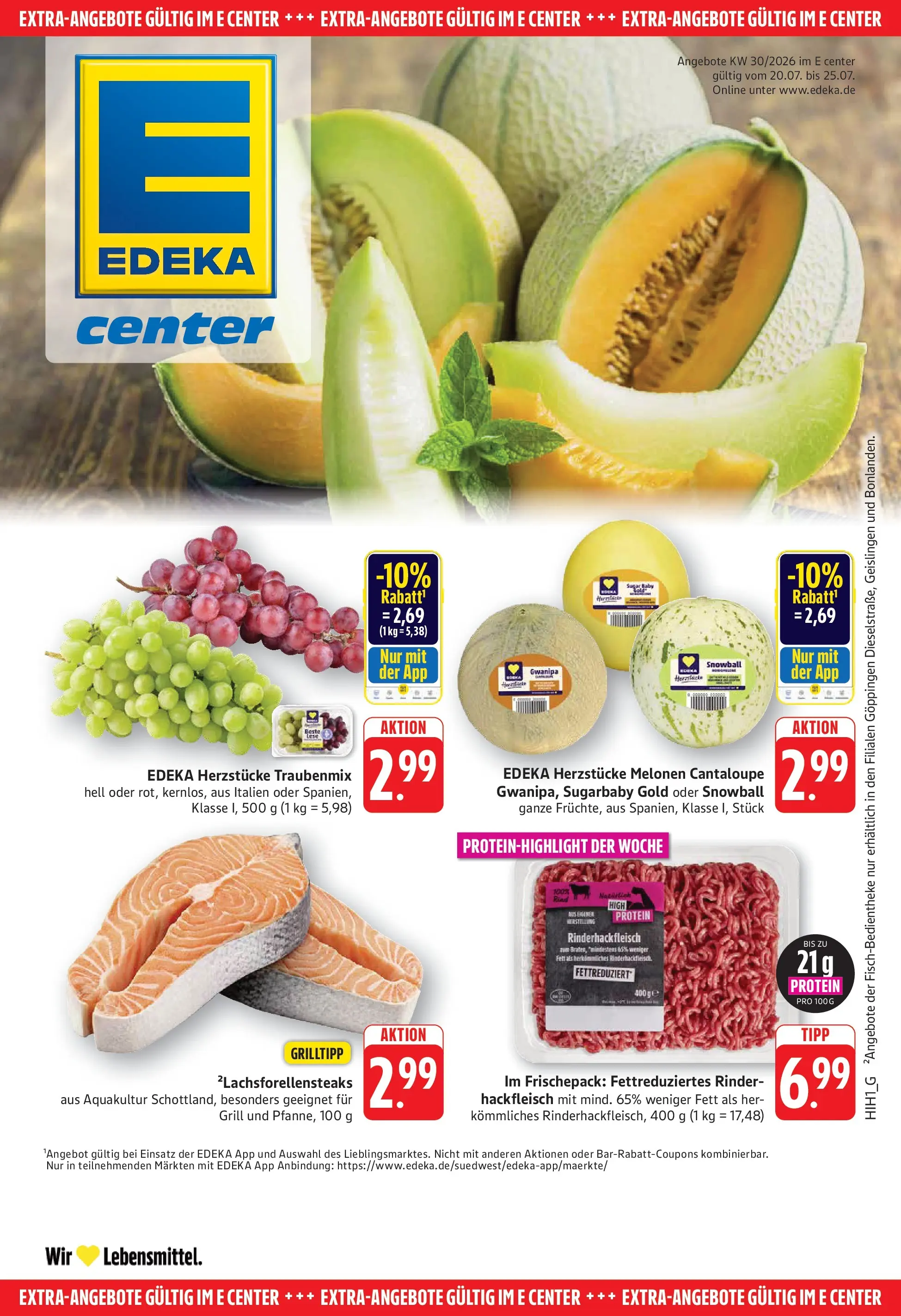 E center Prospekt Göppingen (ab 20.07.2026) zum Blättern | Seite: 25 | Produkte: Grill, Hackfleisch