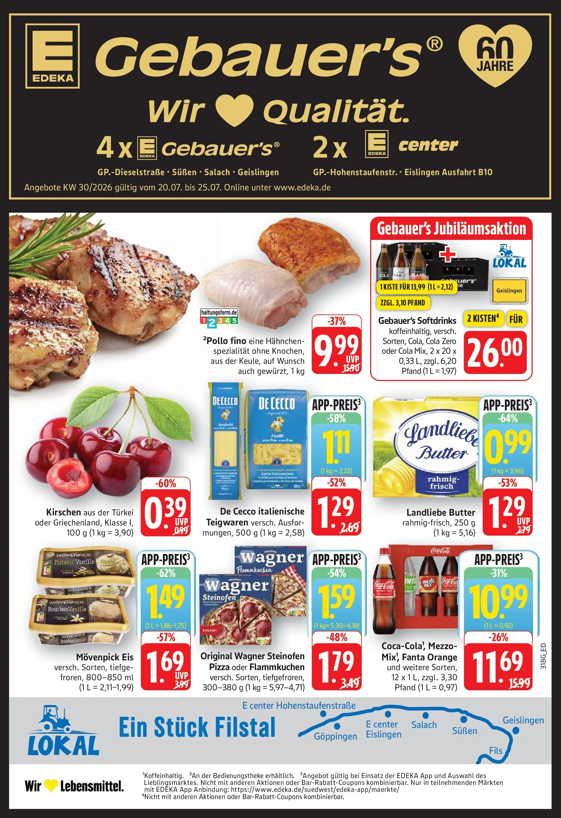 Edeka prospekt Geislingen (ab 20.07.2026) » Angebote Online | Seite: 1 | Produkte: Hahnchen, Fanta, Butter, Kirschen