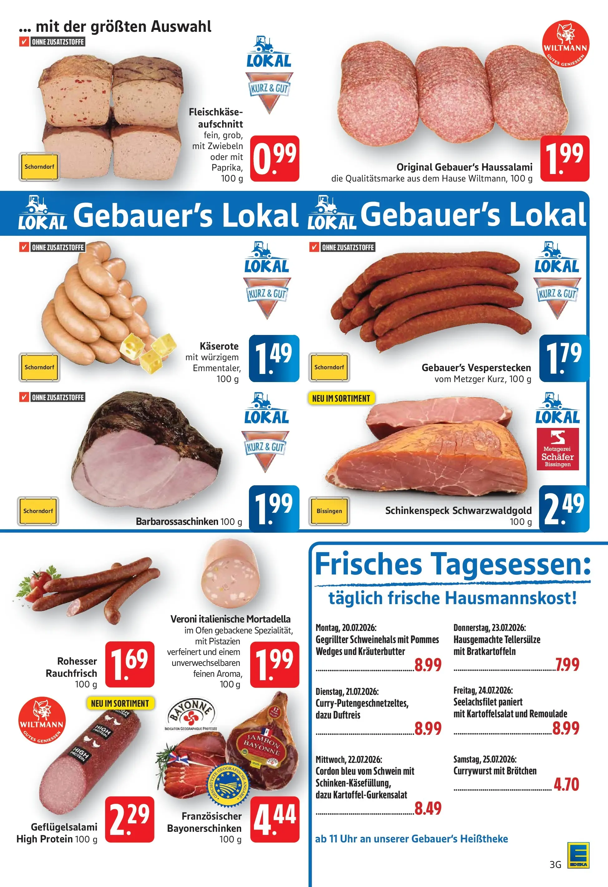 E center Prospekt Eislingen (ab 20.07.2026) zum Blättern | Seite: 3 | Produkte: Ofen, Pommes, Kräuterbutter, Uhr