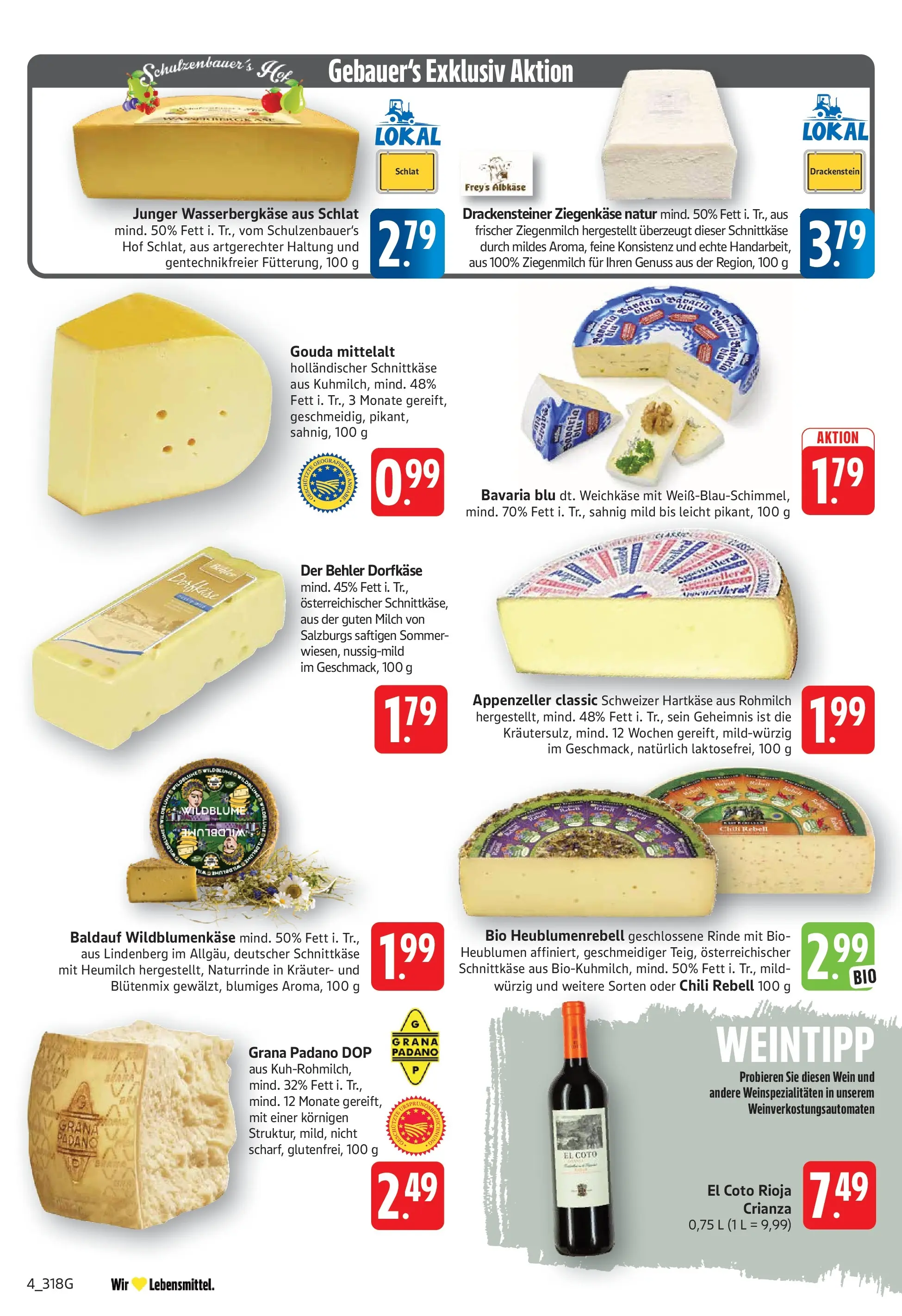 E center Prospekt Eislingen (ab 20.07.2026) zum Blättern | Seite: 4 | Produkte: Gouda, Ziegenkäse, Chili, Wein