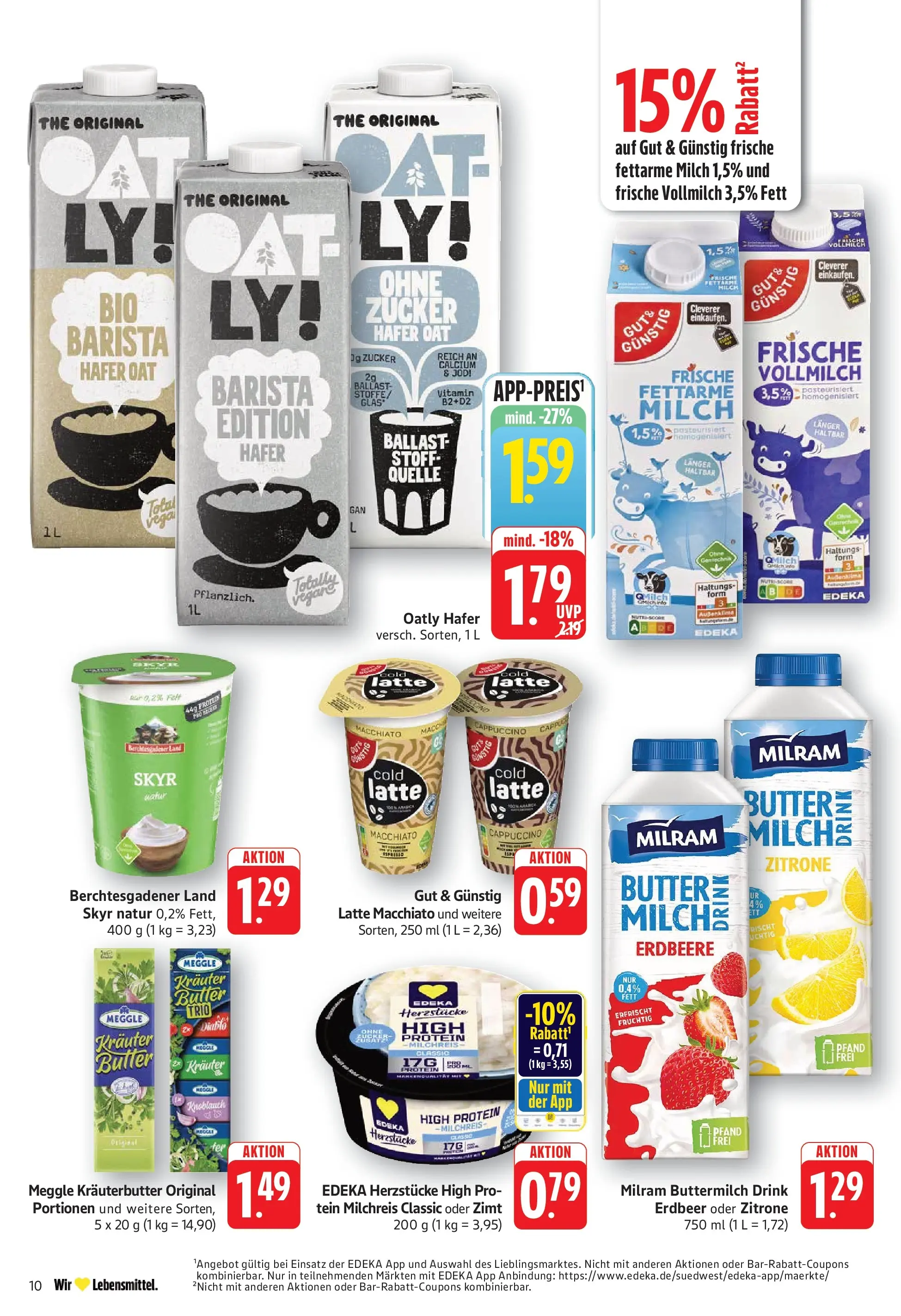 E center Prospekt Eislingen (ab 20.07.2026) zum Blättern | Seite: 10 | Produkte: Buttermilch, Butter, Oatly, Zitrone