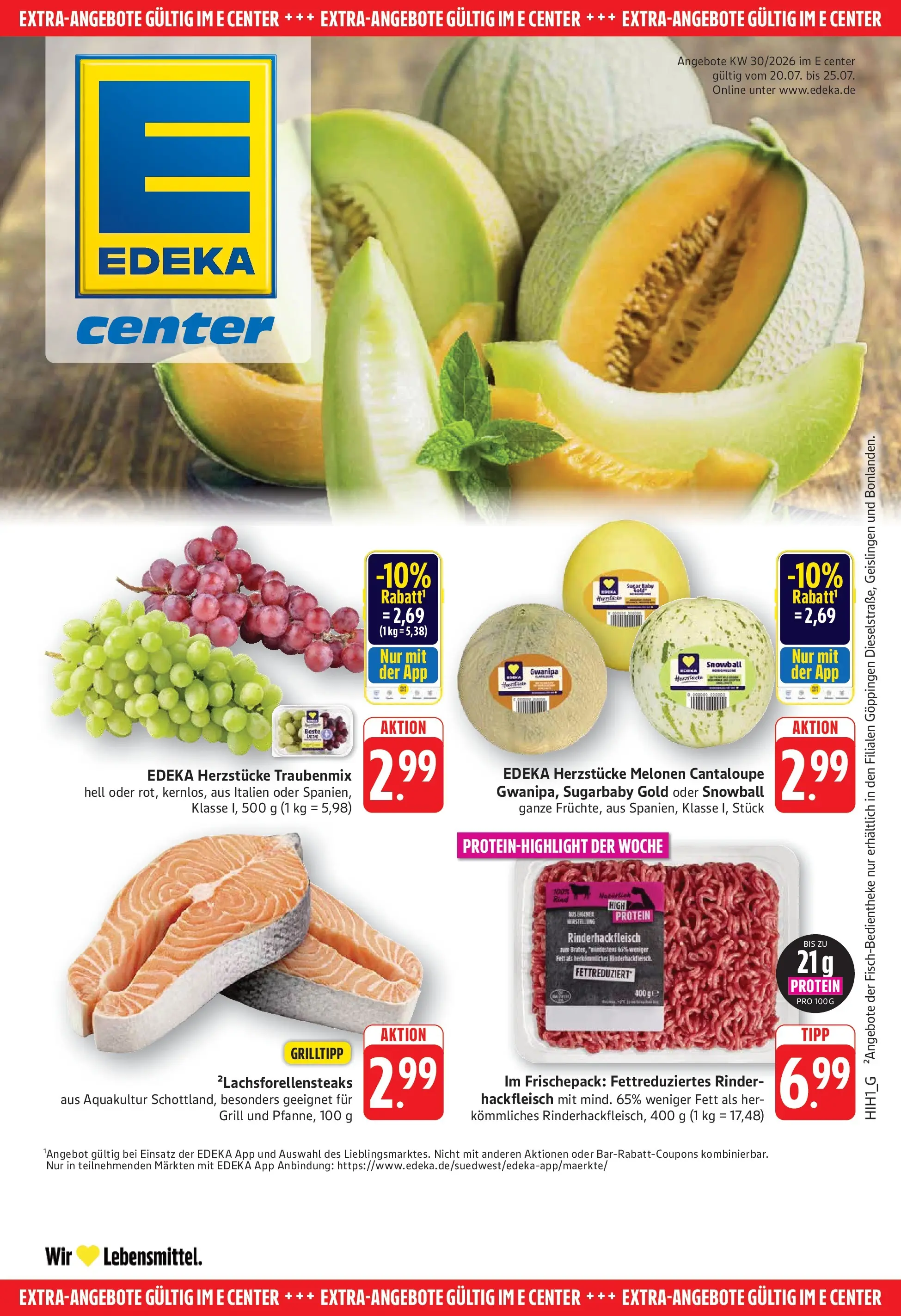 E center Prospekt Eislingen (ab 20.07.2026) zum Blättern | Seite: 25 | Produkte: Grill, Hackfleisch