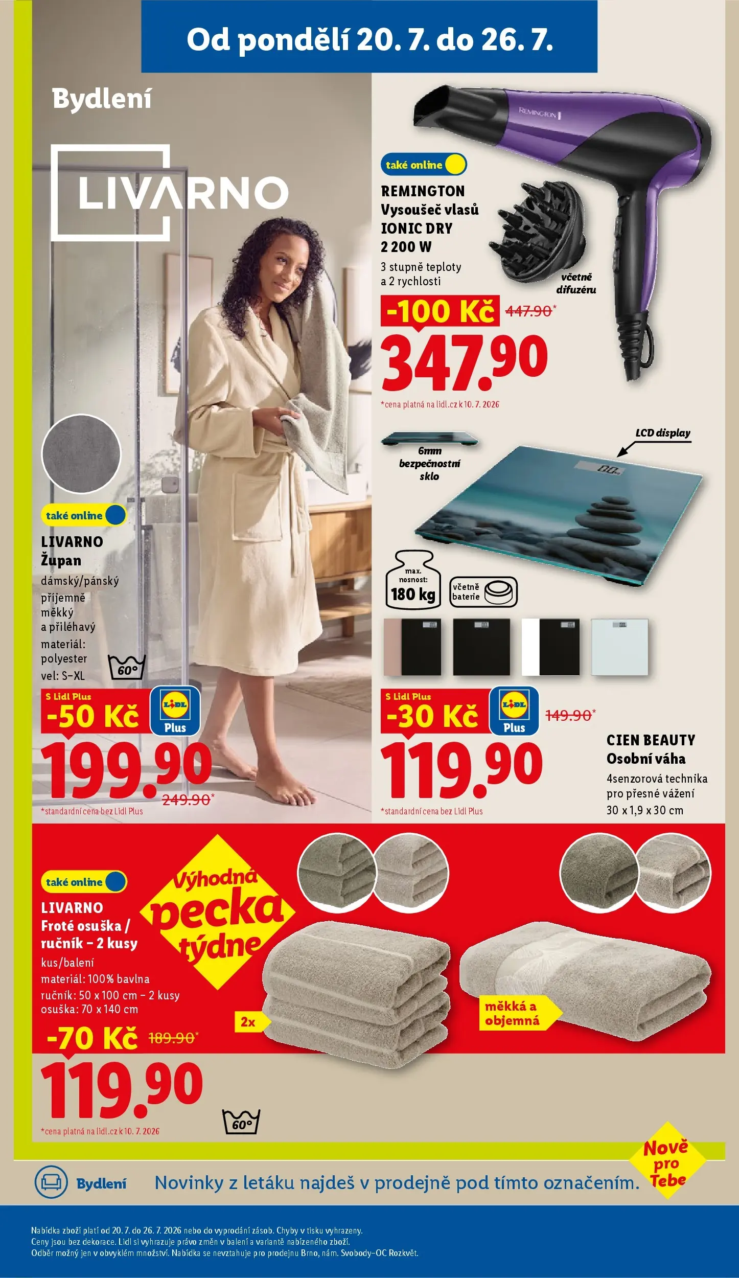 Lidl leták od 20.07.2026 - Nový akční leták | Strana: 33 | Produkty: Cien, Osuška, Osobní váha, Vysoušeč vlasů