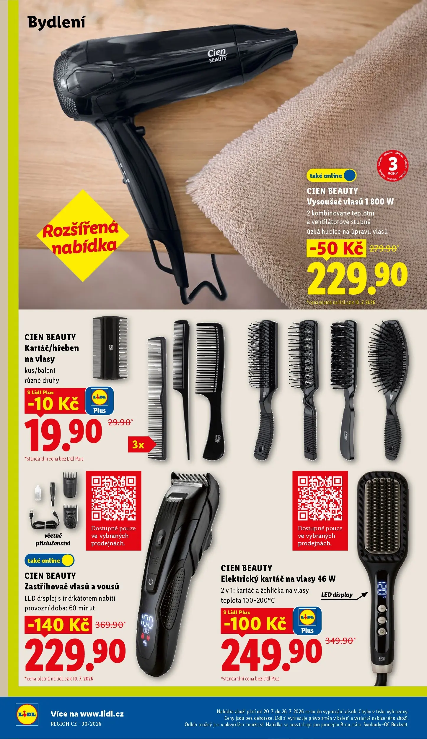 Lidl leták od 20.07.2026 - Nový akční leták | Strana: 36 | Produkty: Cien, Žehlička, Vysoušeč vlasů, Žehlička na vlasy