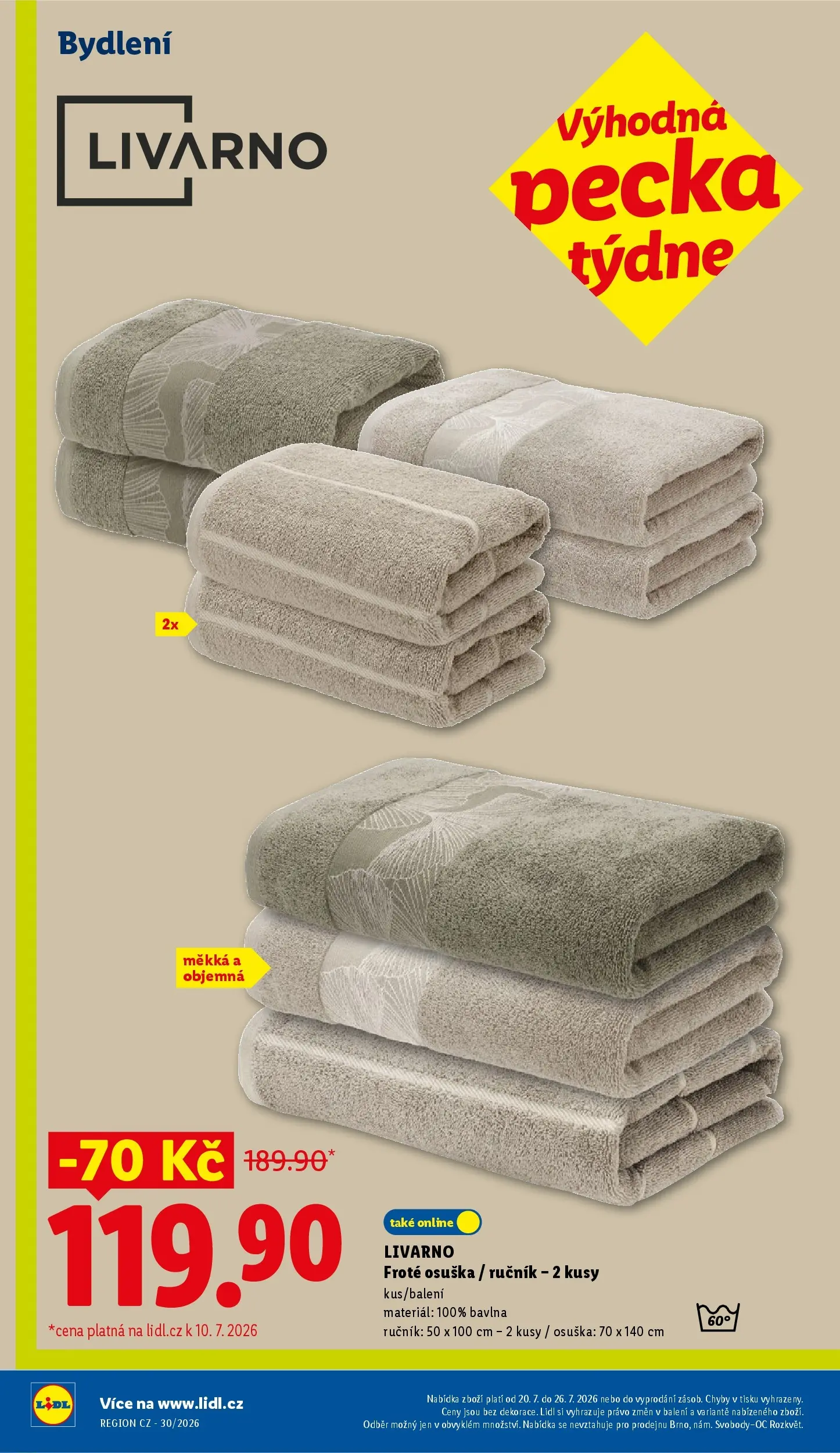 Lidl leták od 20.07.2026 - Nový akční leták | Strana: 10 | Produkty: Ručník, Osuška