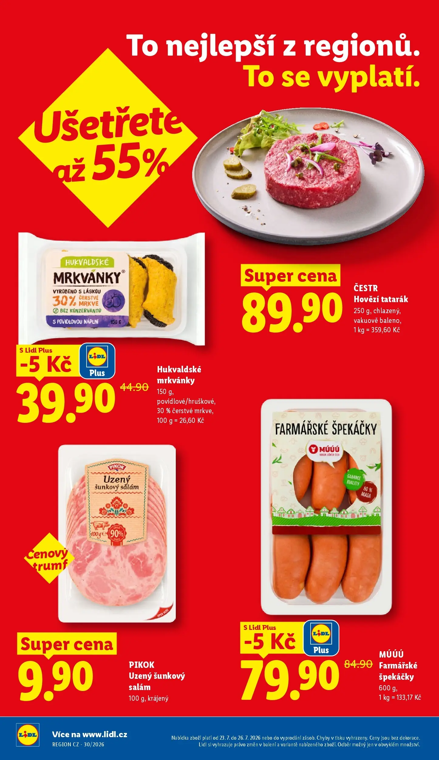 Lidl leták od 23.07.2026 - Nový akční leták | Strana: 2 | Produkty: Salám, Špekáčky, Hovězí tatarák, Tatarák