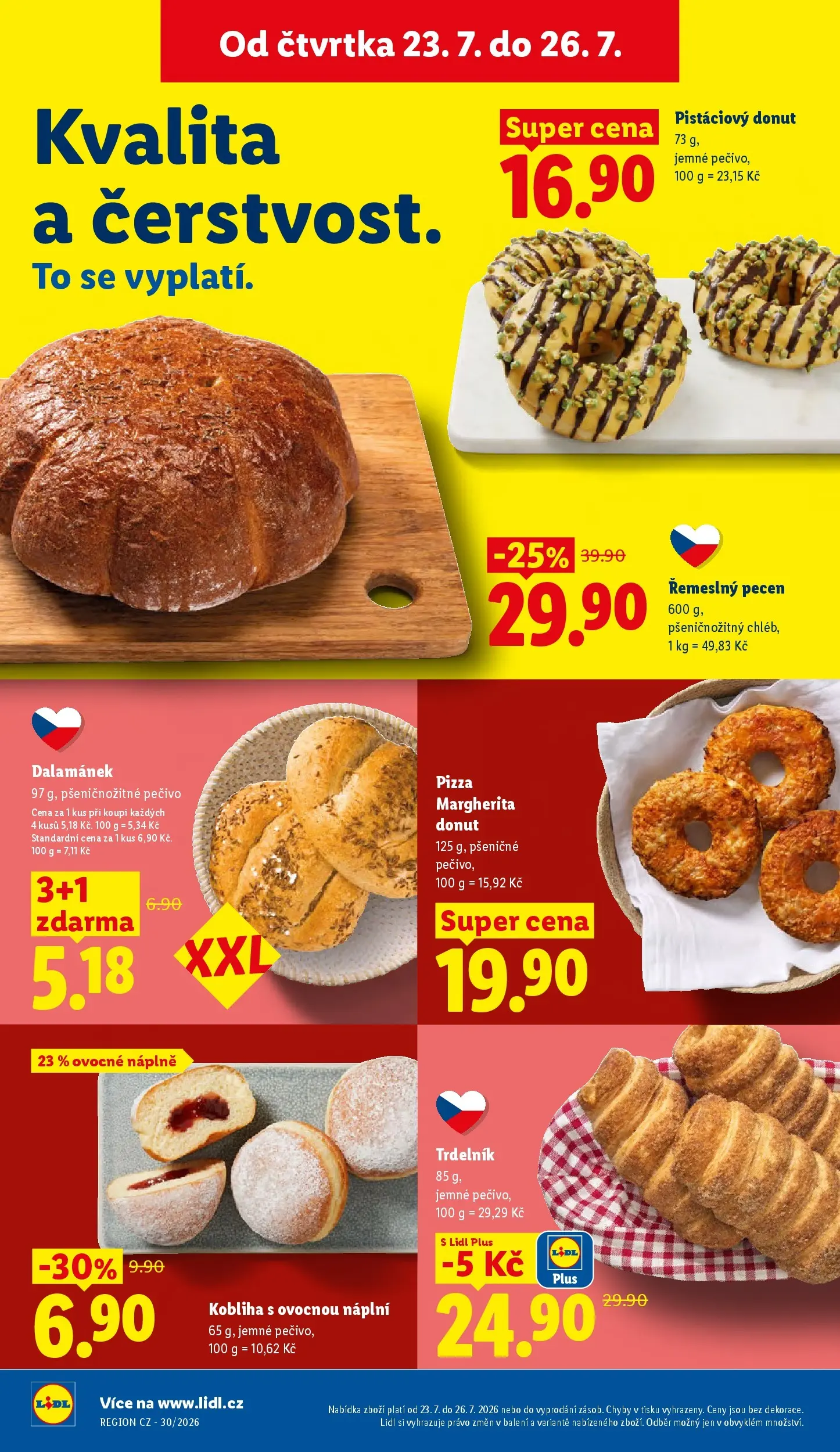 Lidl leták od 23.07.2026 - Nový akční leták | Strana: 14 | Produkty: Donut, Chléb, Pečivo, Dalamánek