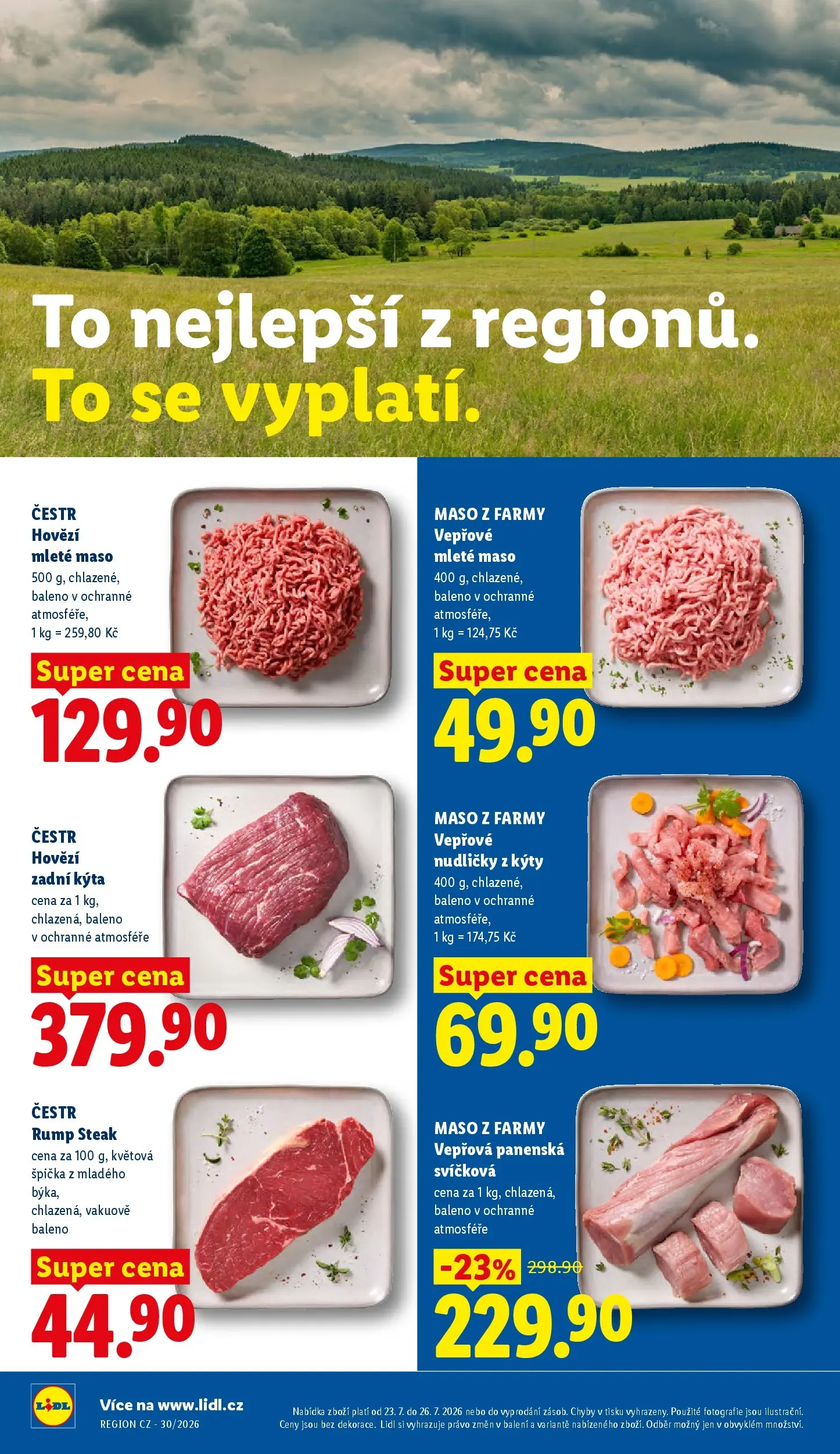 Lidl leták od 23.07.2026 - Nový akční leták | Strana: 16 | Produkty: Hovězí zadní, Maso, Kýta, Hovězí mleté maso