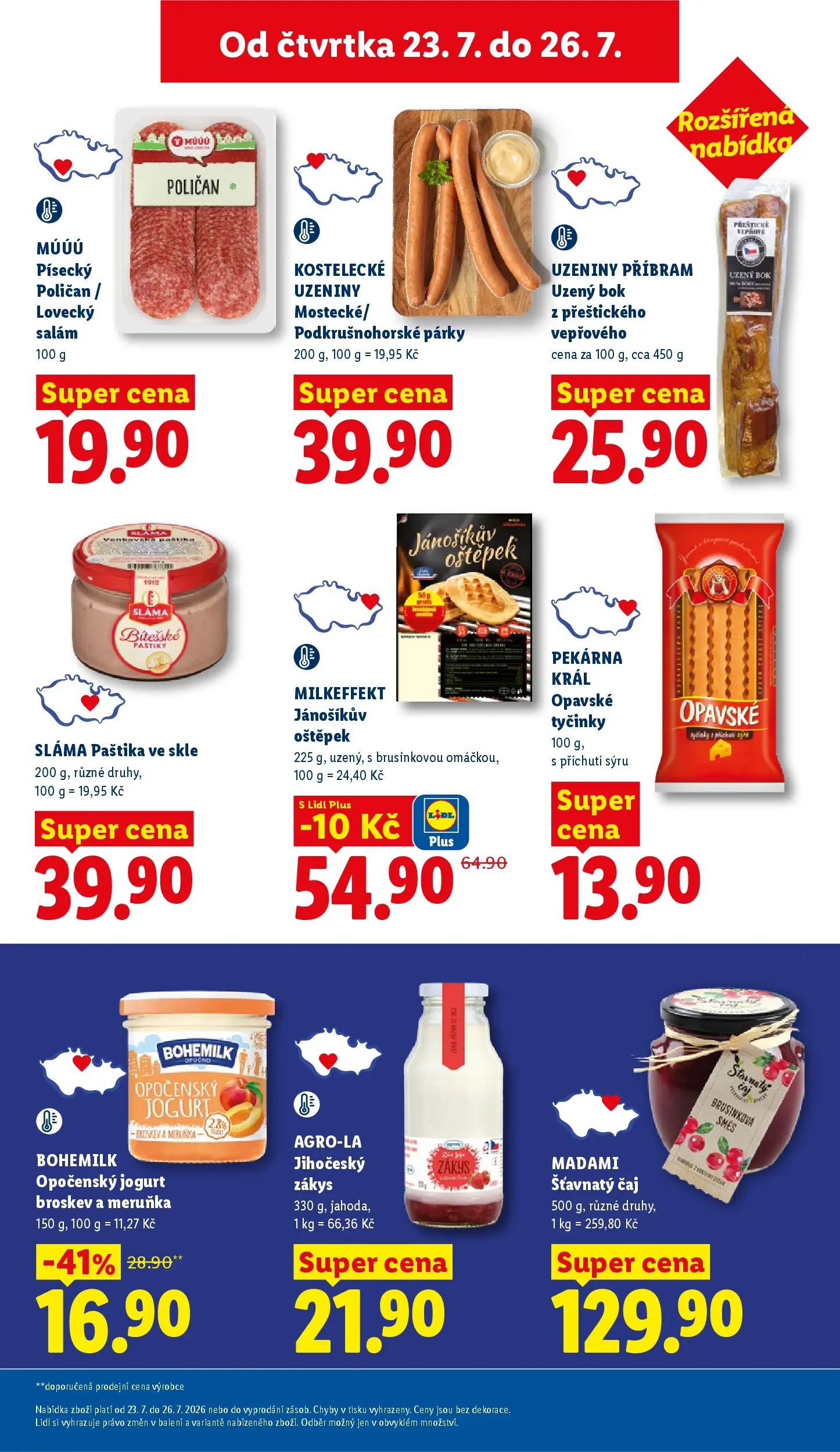 Lidl leták od 23.07.2026 - Nový akční leták | Strana: 19 | Produkty: Opočenský jogurt, Tyčinky, Pekárna, Paštika