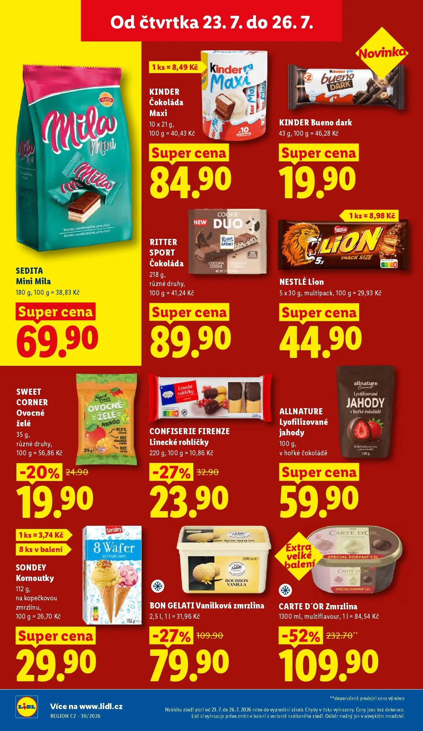 Lidl leták od 23.07.2026 - Nový akční leták | Strana: 24 | Produkty: Mango, Carte D'Or zmrzlina, Cookies, Bon Gelati