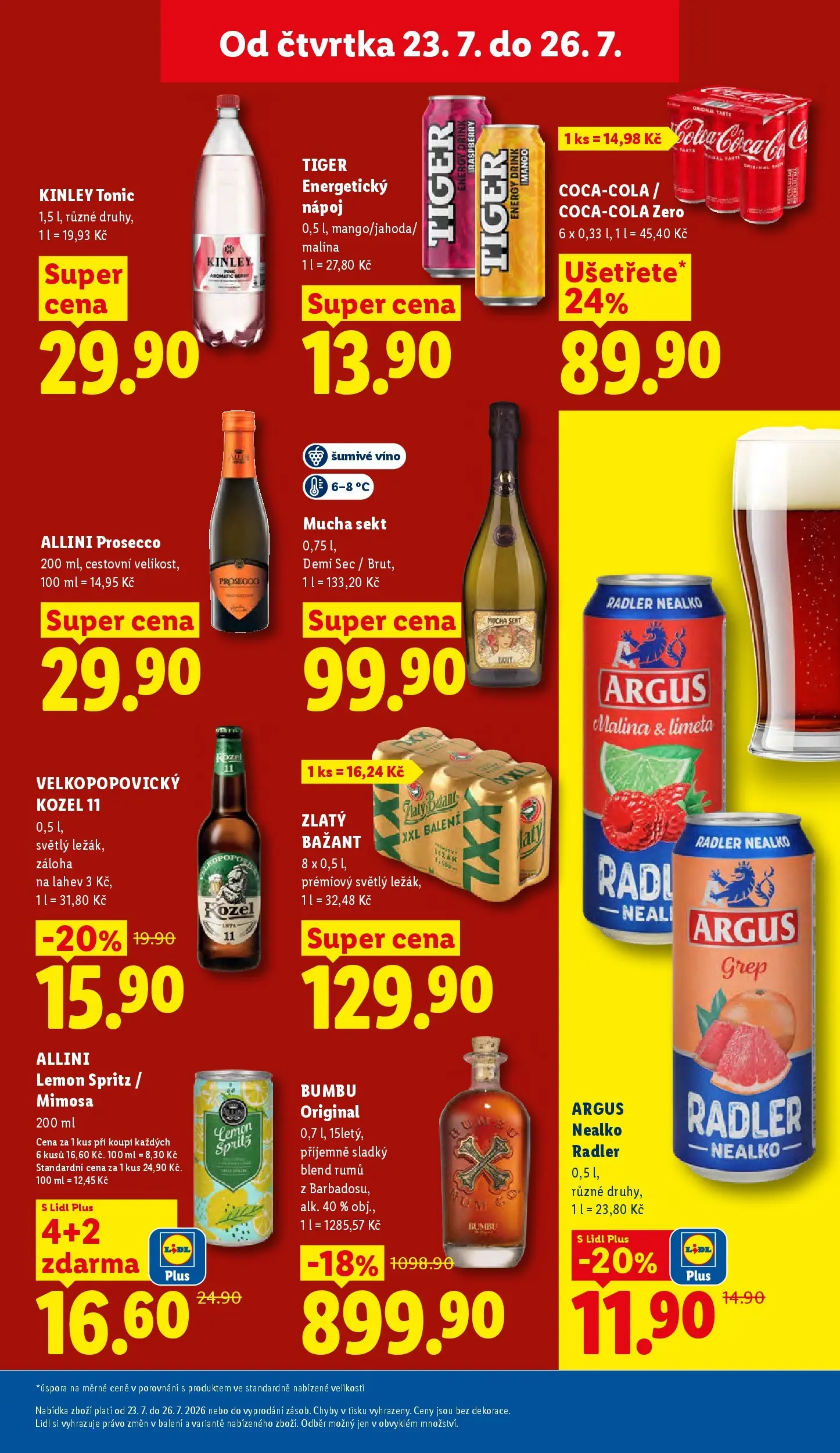 Lidl leták od 23.07.2026 - Nový akční leták | Strana: 25 | Produkty: Energetický nápoj Tiger, Zlatý Bažant, Radler, Kozel 11
