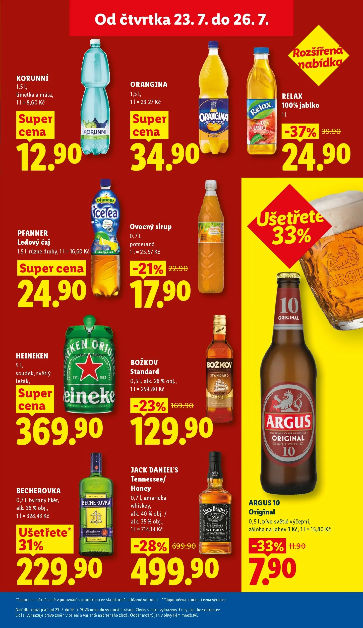 Lidl leták od 23.07.2026 - Nový akční leták | Strana: 27 | Produkty: Heineken, Whiskey, Argus, Ledový čaj