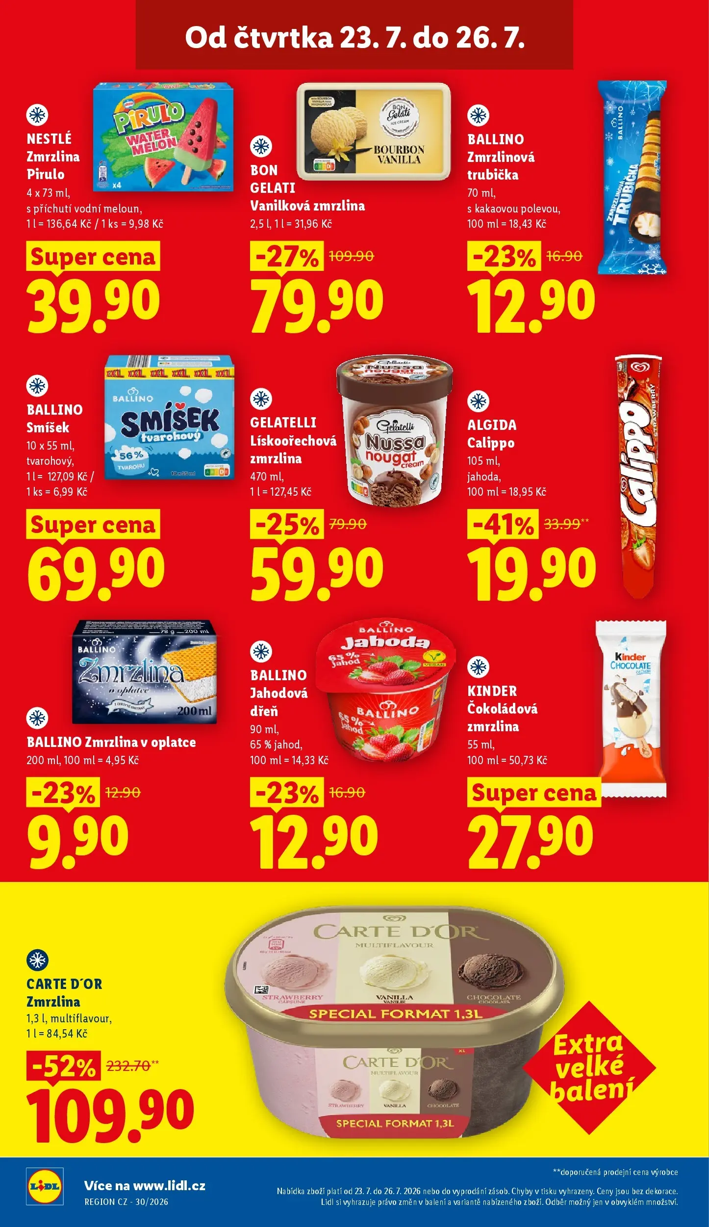 Lidl leták od 23.07.2026 - Nový akční leták | Strana: 28 | Produkty: Meloun, Bourbon, Vanilková zmrzlina, Kinder