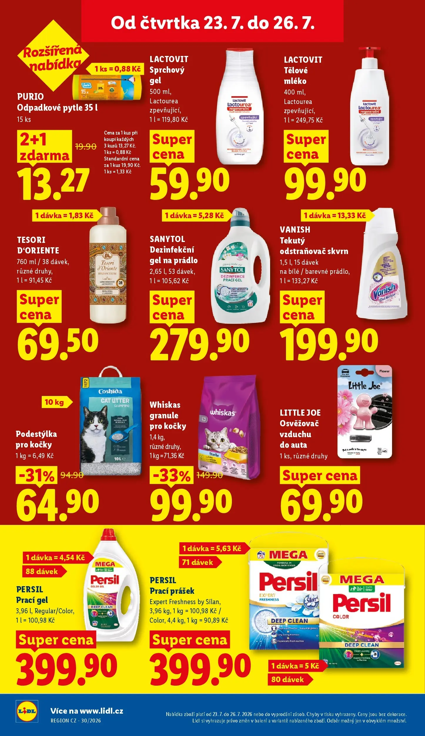 Lidl leták od 23.07.2026 - Nový akční leták | Strana: 30 | Produkty: Granule, Prací Prášek, Persil, Lactovit