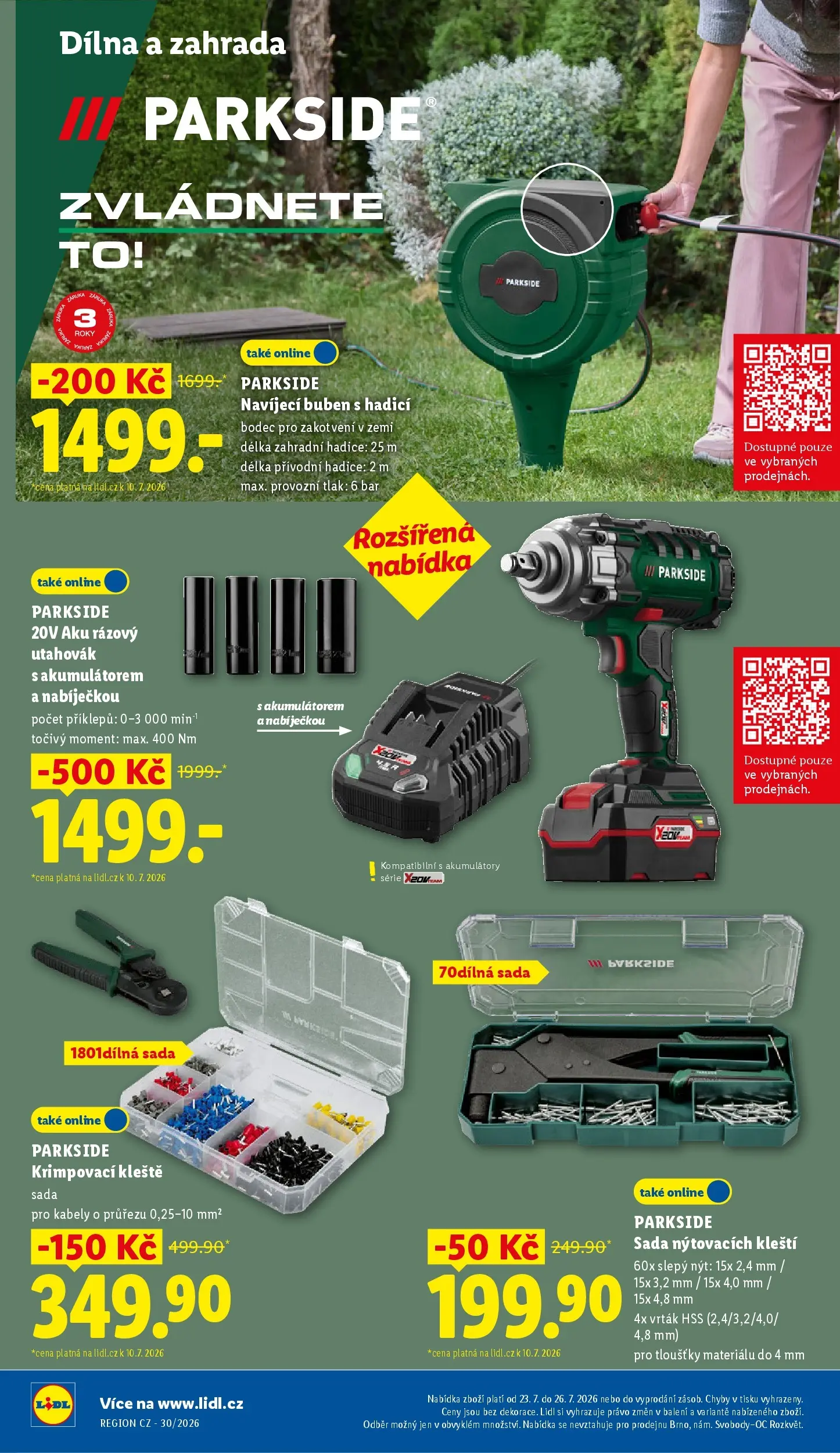 Lidl leták od 23.07.2026 - Nový akční leták | Strana: 44 | Produkty: Zahrada, Krimpovací kleště, Rázový utahovák, Zahradní hadice