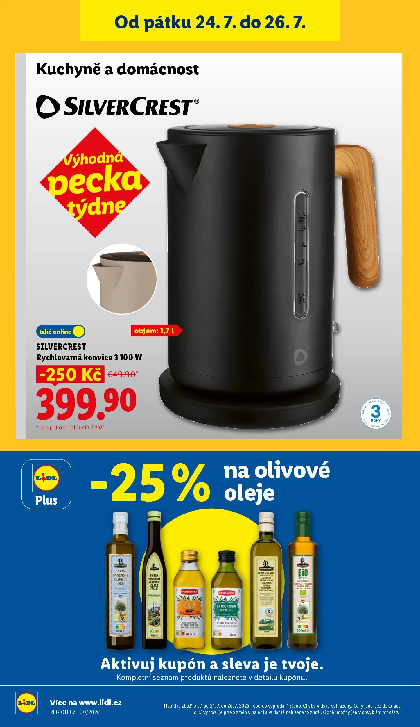 Lidl leták od 23.07.2026 - Nový akční leták | Strana: 46 | Produkty: Oleje, Konvice, Rychlovarná konvice, Kuchyně