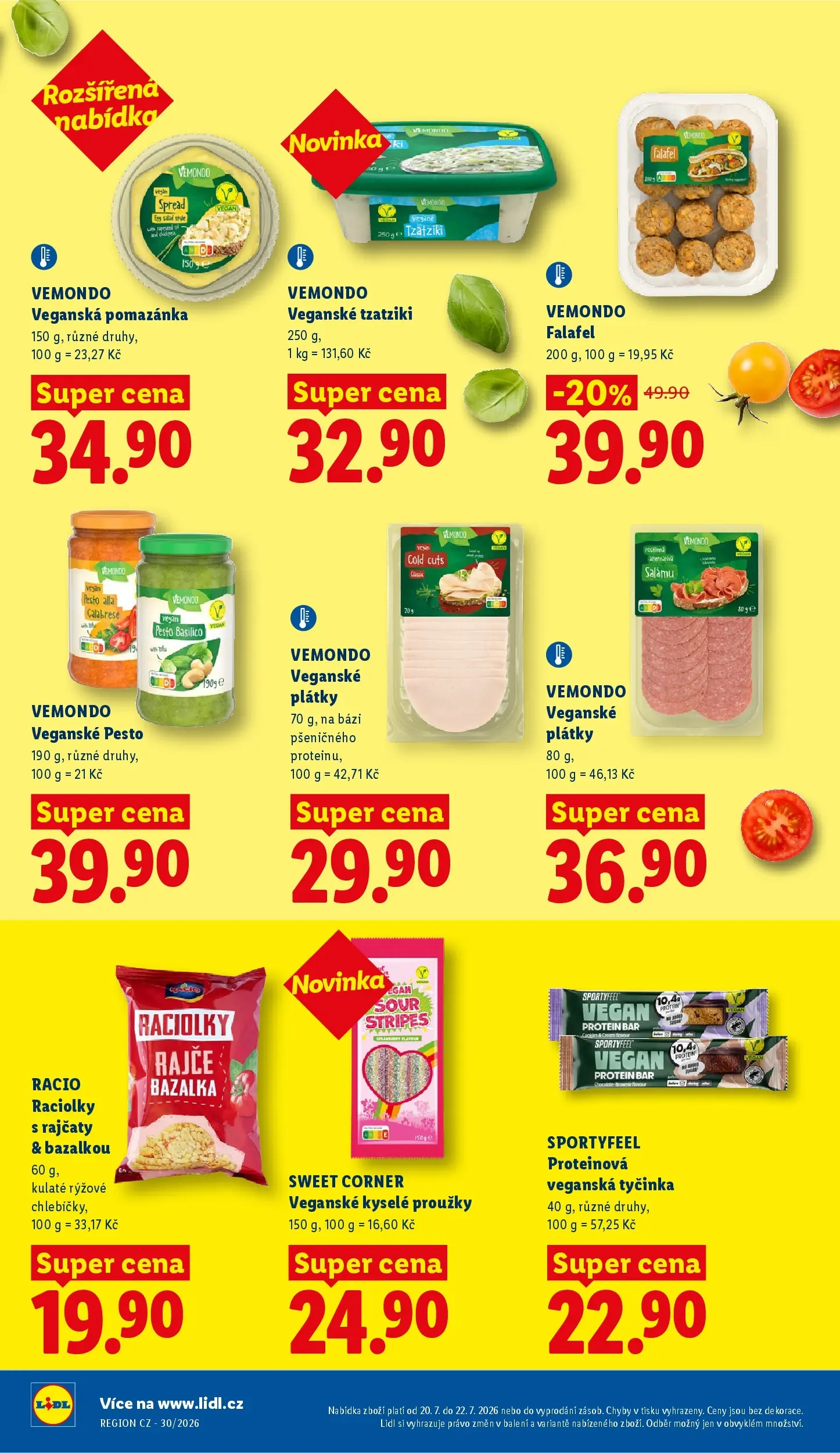 Lidl leták od 20.07.2026 - Nový akční leták | Strana: 24 | Produkty: Falafel, Protein bar, Bazalka, Tzatziki