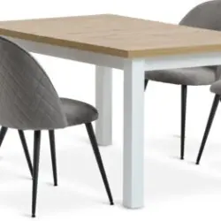 JYSK MARKSKEL 150/193 alb/stejar + 4 KOKKEDAL catifea