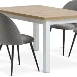 JYSK MARKSKEL 150/193 alb/stejar + 4 KOKKEDAL catifea