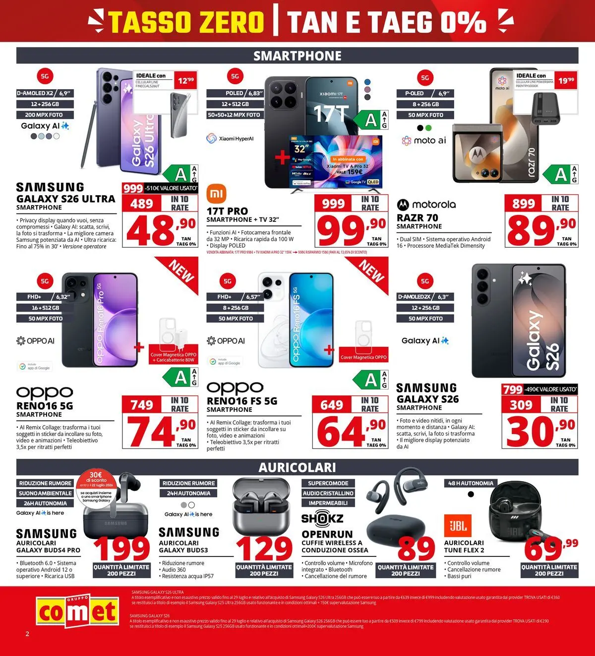 Nuovo Comet - Tasso zero da Comet! dal 16/07/2026 > offerte anteprima 🛍️ | Pagina: 2 | Prodotti: Smartphone, Video, Caricabatterie, Samsung