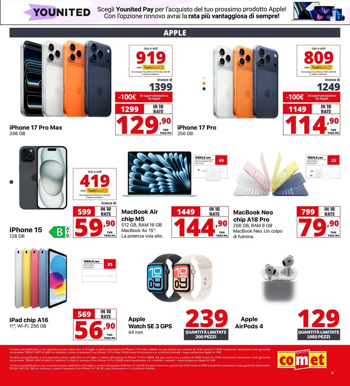 Nuovo Comet - Tasso zero da Comet! dal 16/07/2026 > offerte anteprima 🛍️ | Pagina: 9 | Prodotti: Macbook air, Iphone, Macbook, Airpods