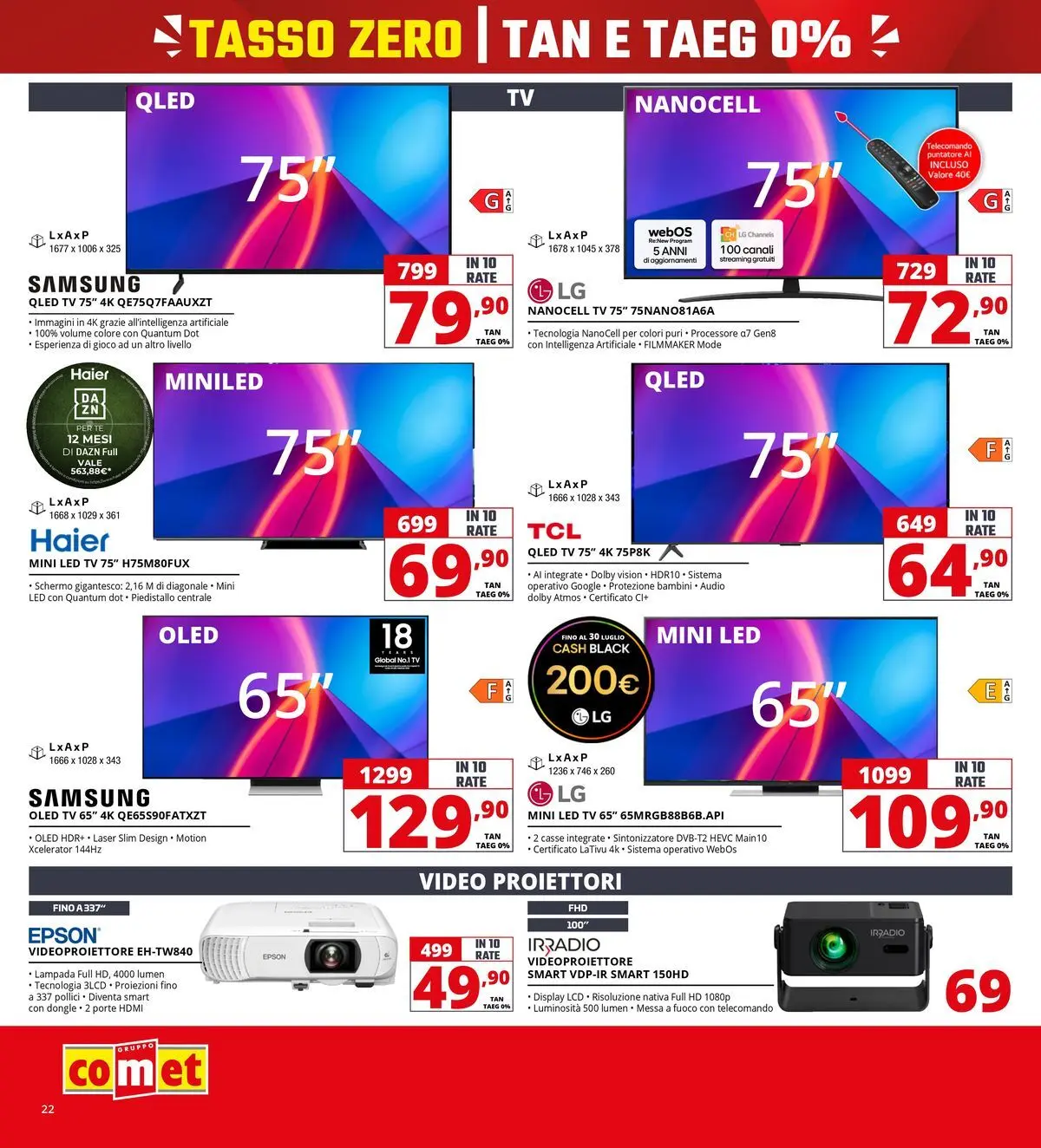 Nuovo Comet - Tasso zero da Comet! dal 16/07/2026 > offerte anteprima 🛍️ | Pagina: 22 | Prodotti: Telecomando, TV, Lampada, Samsung