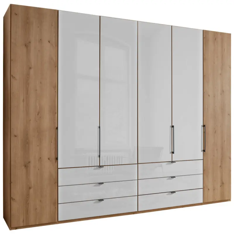 Dreht&uuml;renschrank in Wei&szlig;, Eiche Bianco