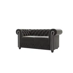 Chesterfield-Sofa 2-Sitzer Nyx Schwarz Samt