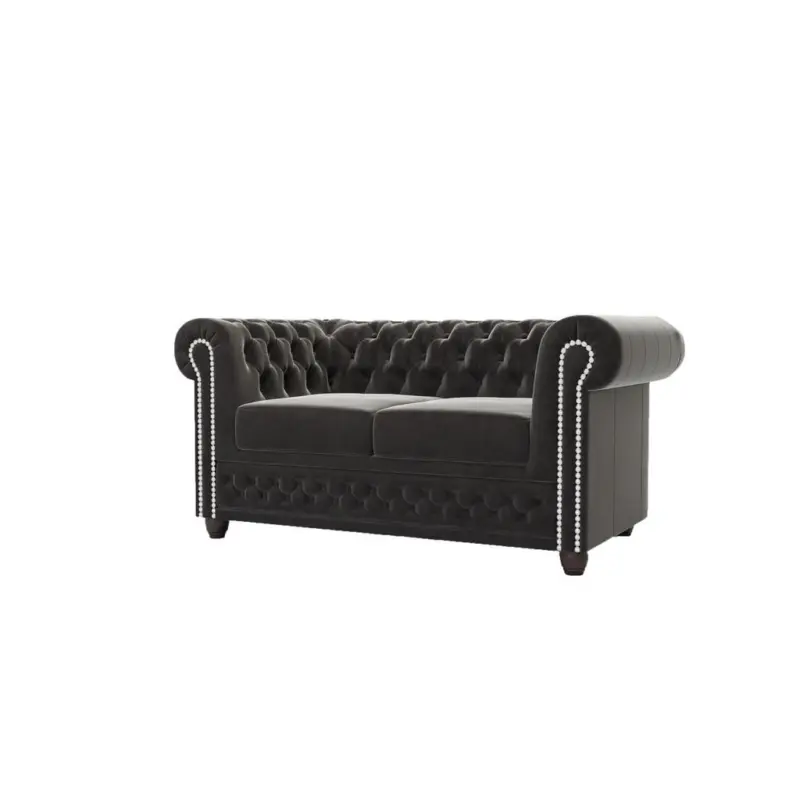 Chesterfield-Sofa 2-Sitzer Nyx Schwarz Samt