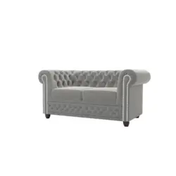 Chesterfield-Sofa 2-Sitzer Nyx Grau Samt
