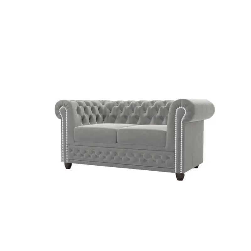 Chesterfield-Sofa 2-Sitzer Nyx Grau Samt