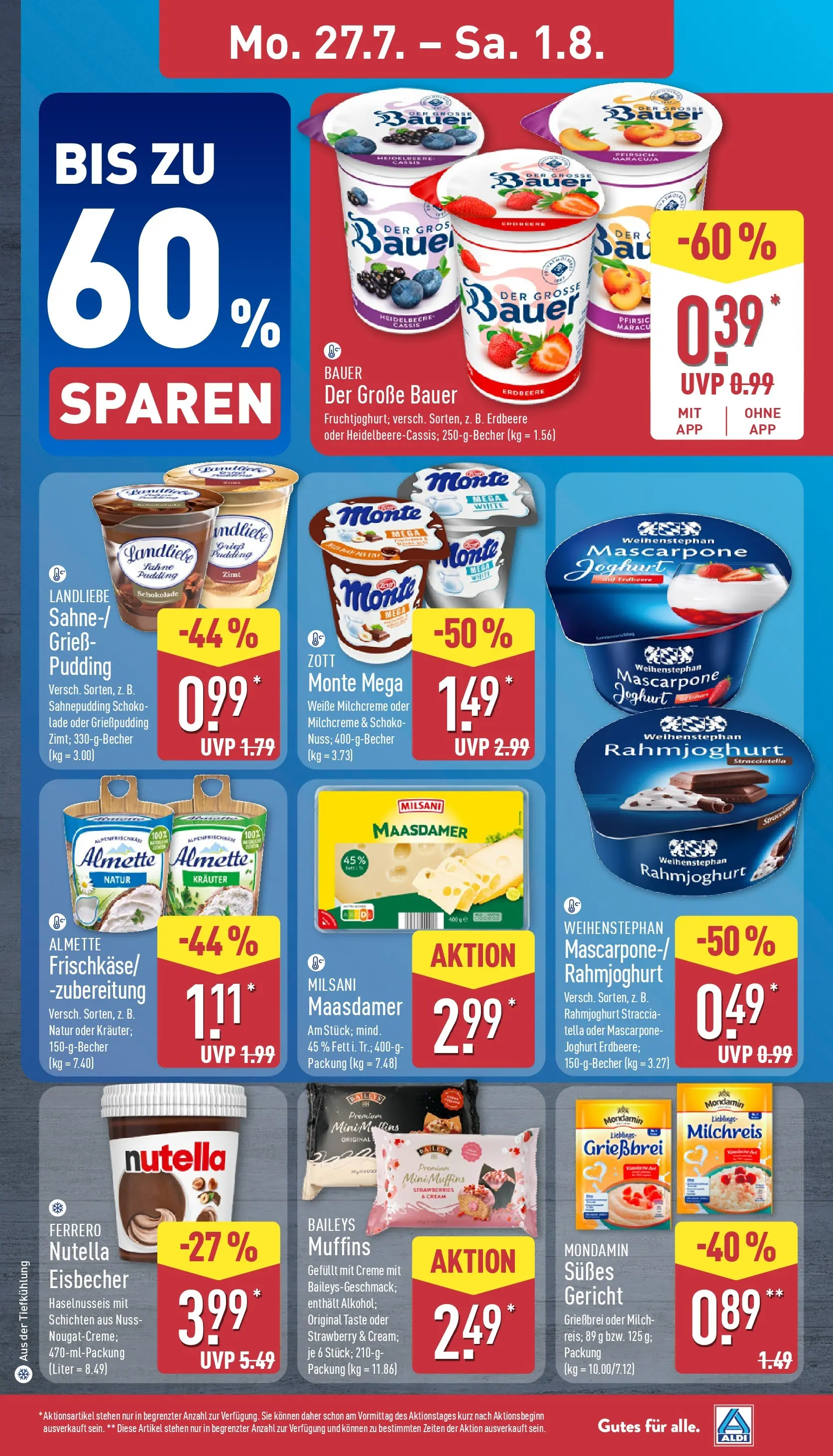 Aldi - ALDI Nord: Wochenangebote (ab 27.07.2026) » Angebote Online | Seite: 7 | Produkte: Almette, Milch, Joghurt, Nutella