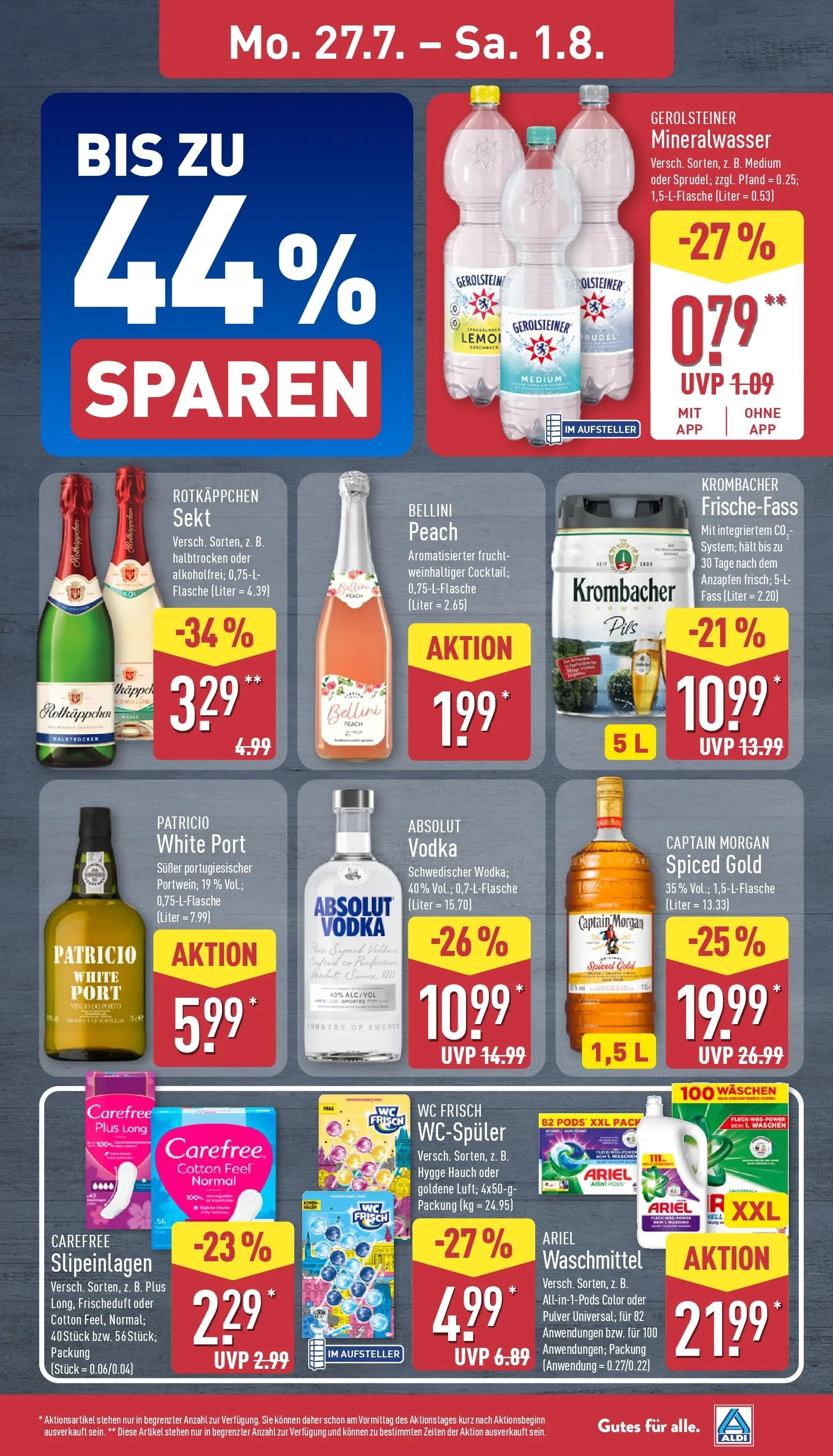 Aldi - ALDI Nord: Wochenangebote (ab 27.07.2026) » Angebote Online | Seite: 9 | Produkte: Rotkappchen sekt, Ariel, Pils, Captain morgan
