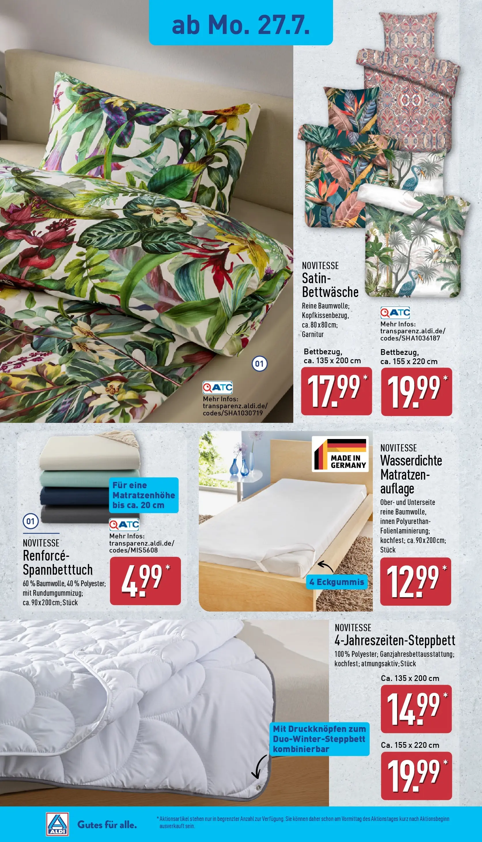 Aldi - ALDI Nord: Wochenangebote (ab 27.07.2026) » Angebote Online | Seite: 20 | Produkte: Bettwäsche