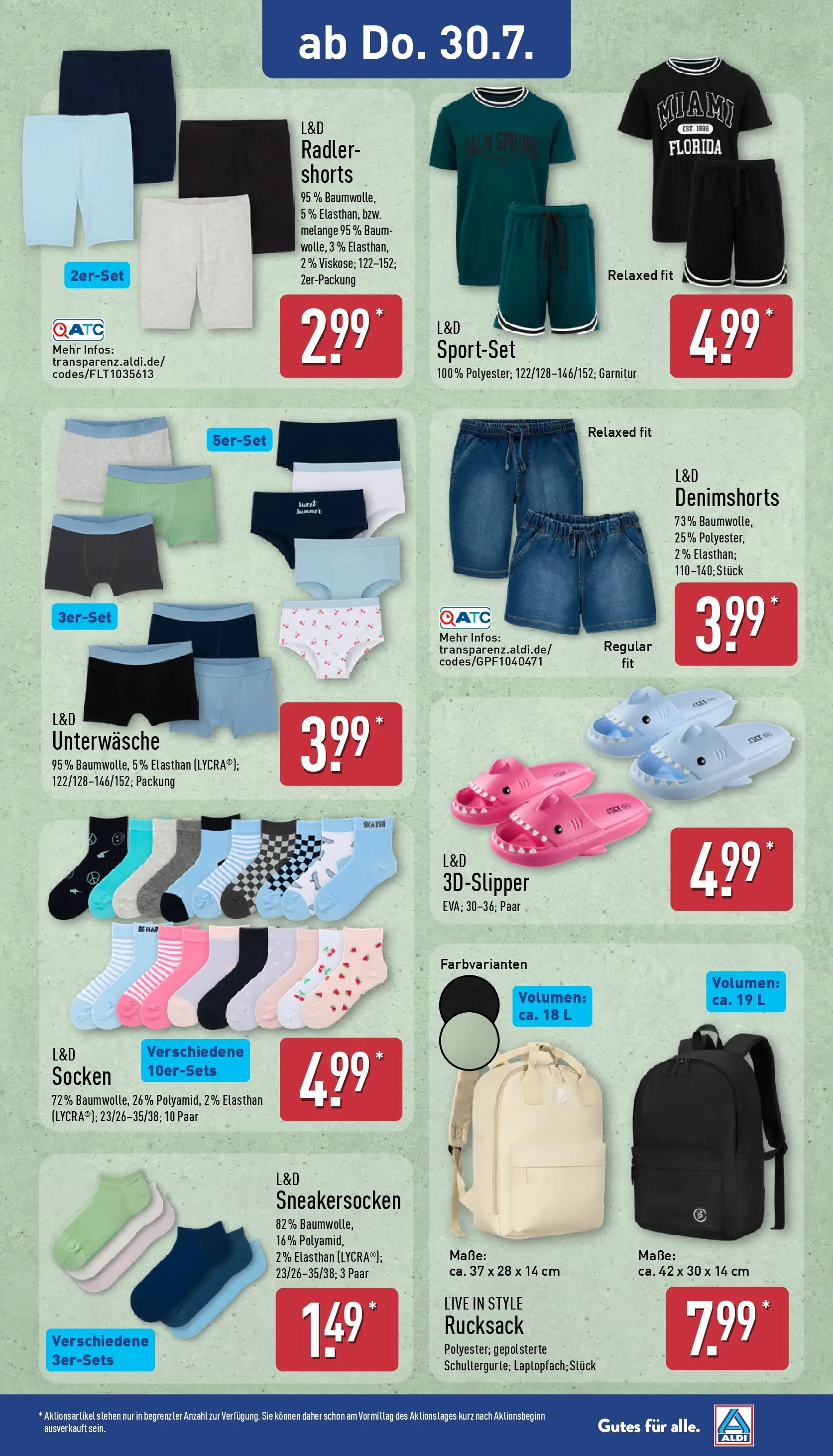 Aldi - ALDI Nord: Wochenangebote (ab 27.07.2026) » Angebote Online | Seite: 23 | Produkte: Radler, Unterwäsche, Socken, Rucksack