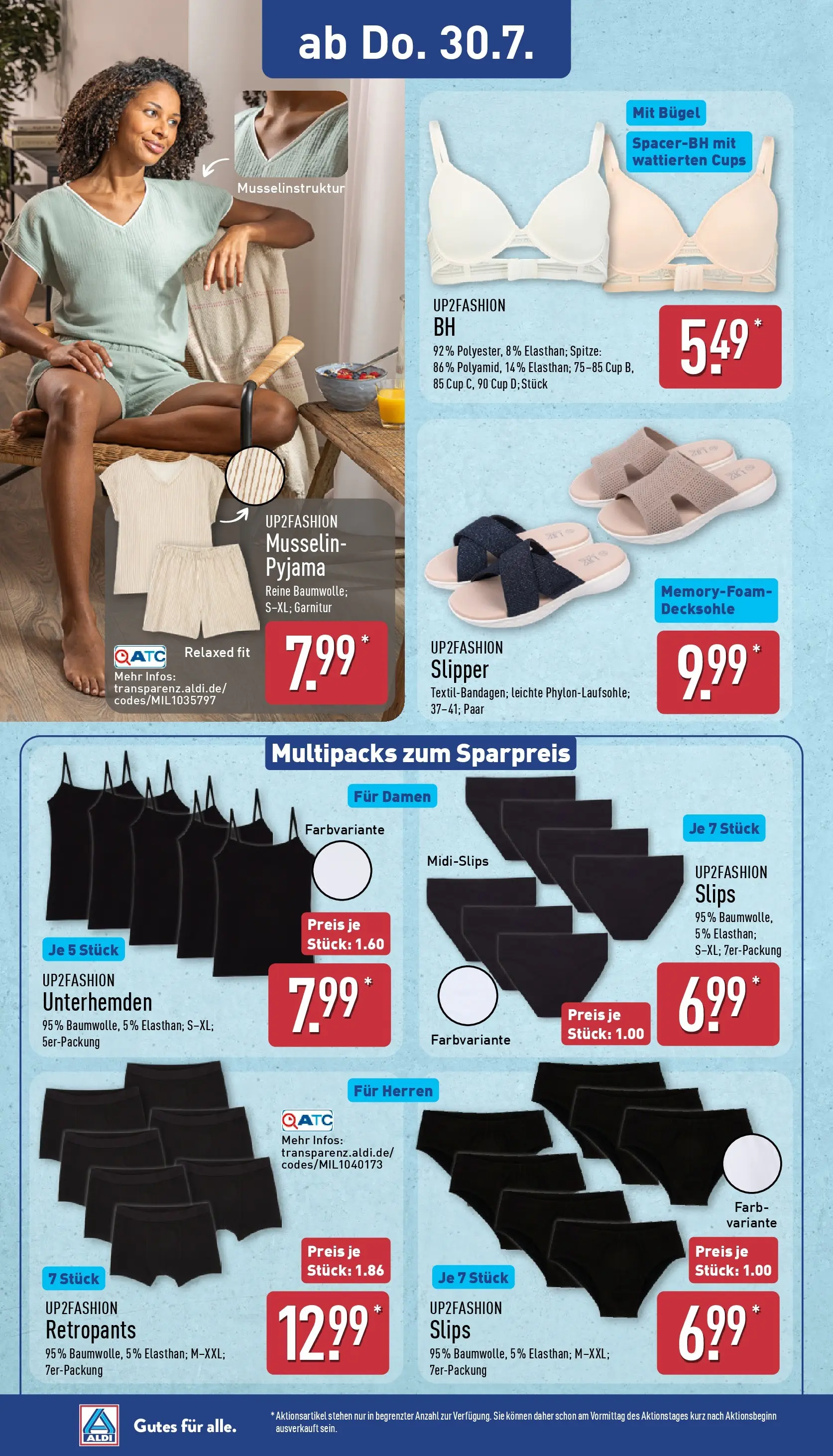 Aldi - ALDI Nord: Wochenangebote (ab 27.07.2026) » Angebote Online | Seite: 24 | Produkte: Up2fashion, BH, Pyjama