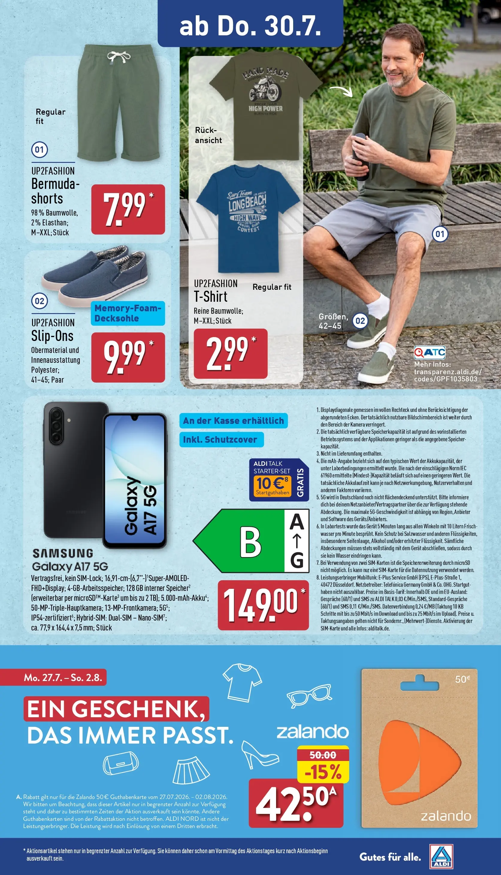 Aldi - ALDI Nord: Wochenangebote (ab 27.07.2026) » Angebote Online | Seite: 25 | Produkte: Up2fashion, Samsung, Wasser, Smartphone