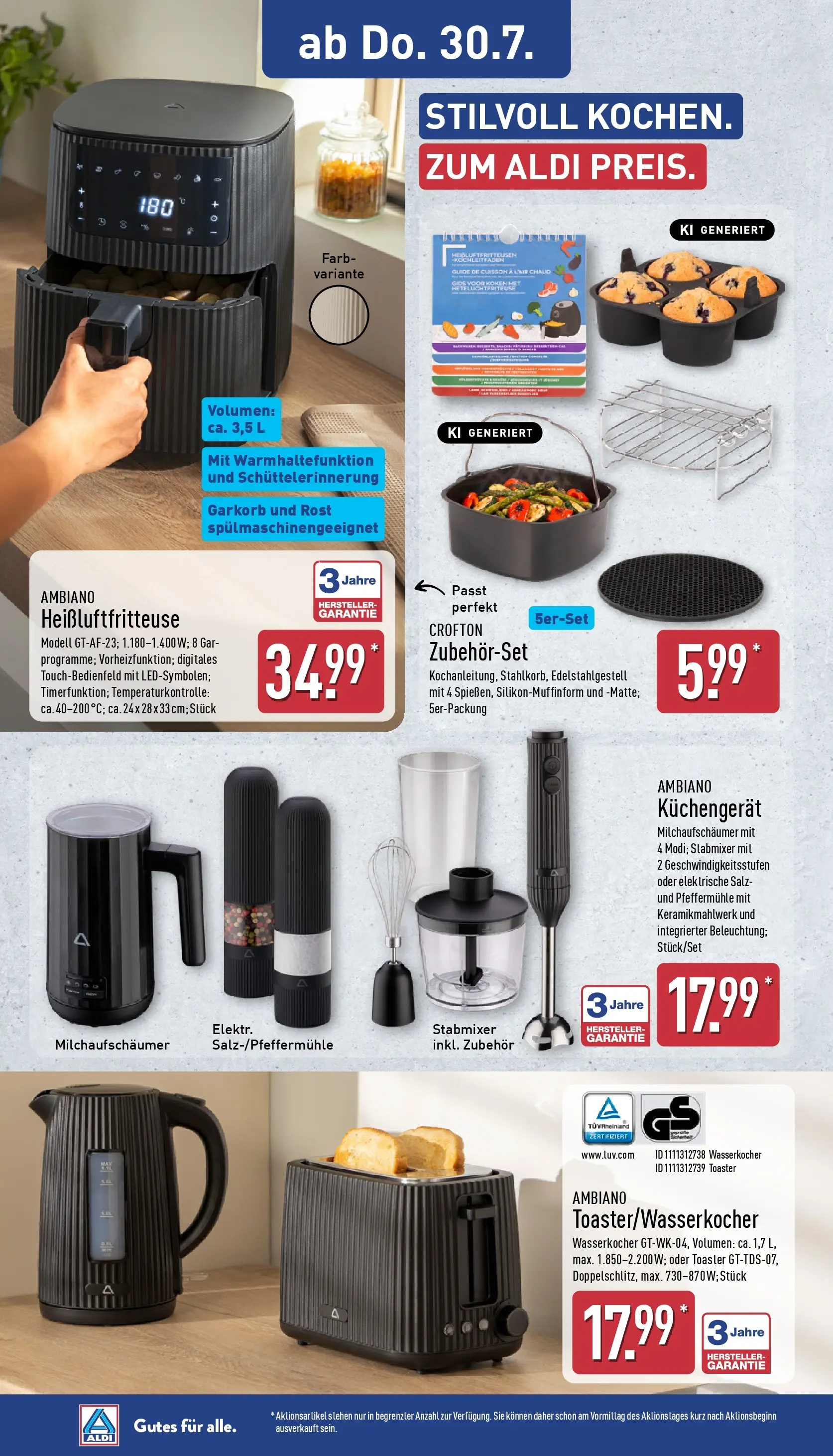 Aldi - ALDI Nord: Wochenangebote (ab 27.07.2026) » Angebote Online | Seite: 26 | Produkte: Toaster, Salz, Stabmixer, Heißluftfritteuse