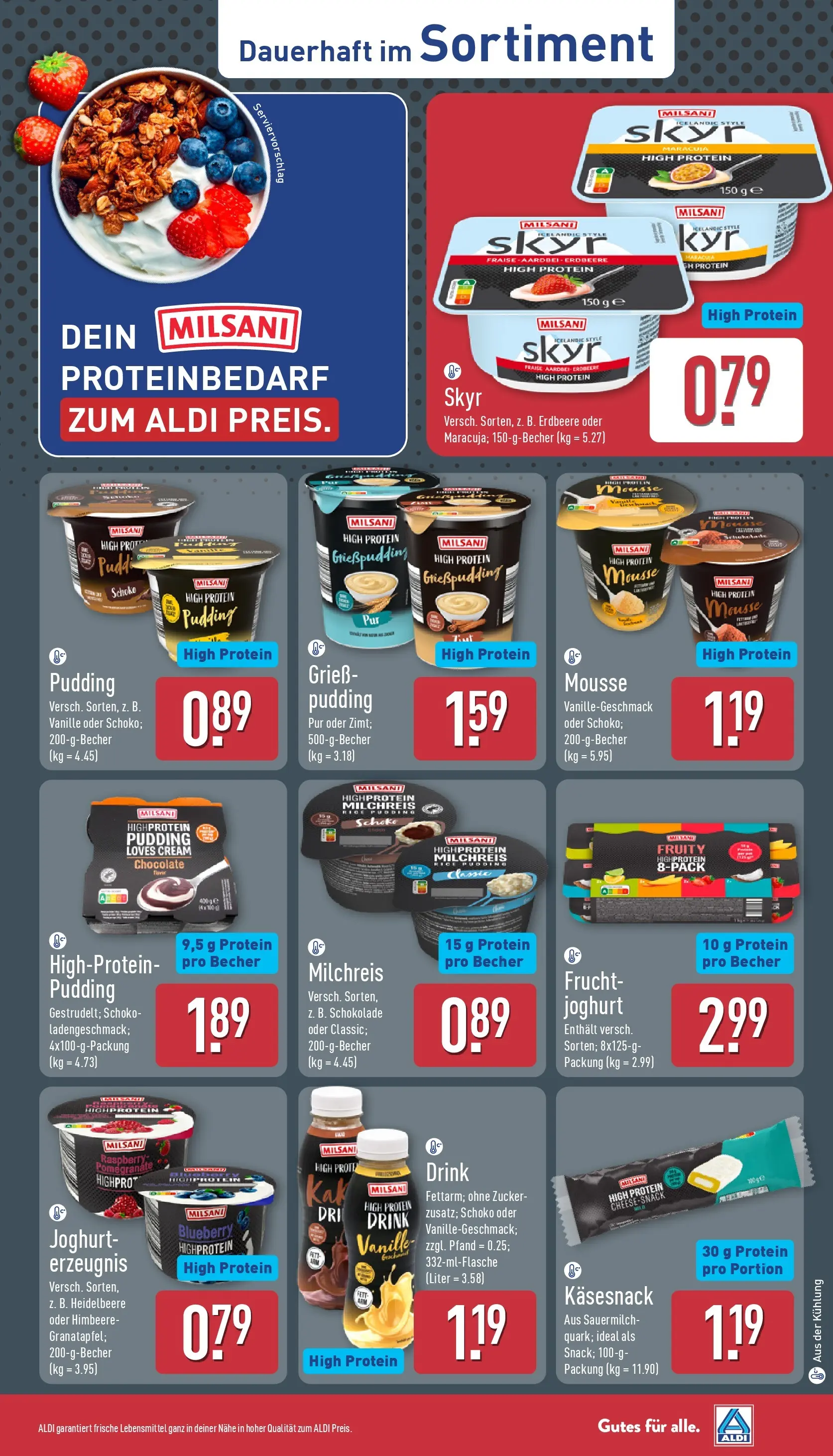 Aldi - ALDI Nord: Wochenangebote (ab 27.07.2026) » Angebote Online | Seite: 31 | Produkte: High protein pudding, Pudding, Skyr, Zucker