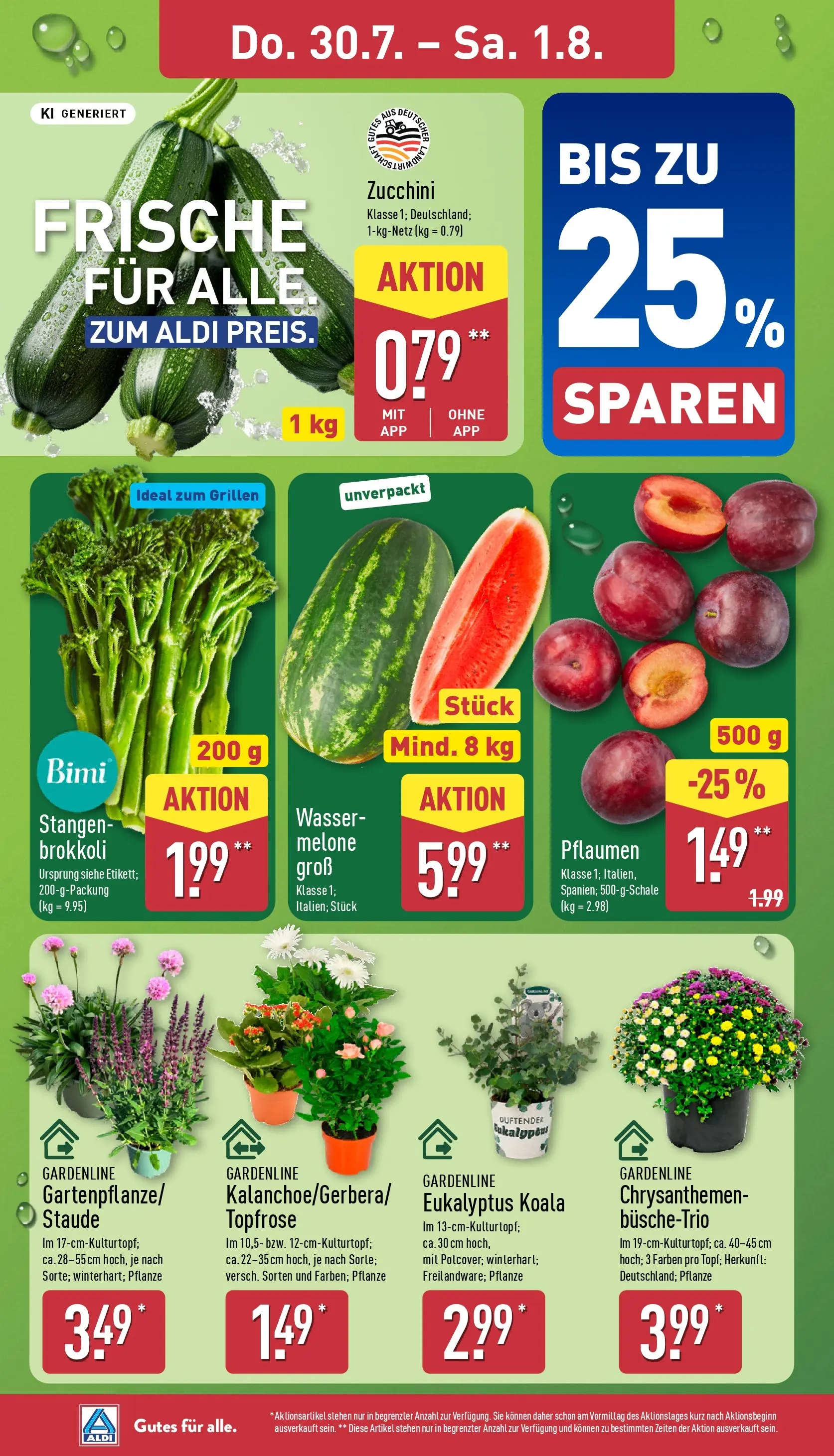 Aldi - ALDI Nord: Wochenangebote (ab 27.07.2026) » Angebote Online | Seite: 32 | Produkte: Wasser, Brokkoli, Melone, Zucchini