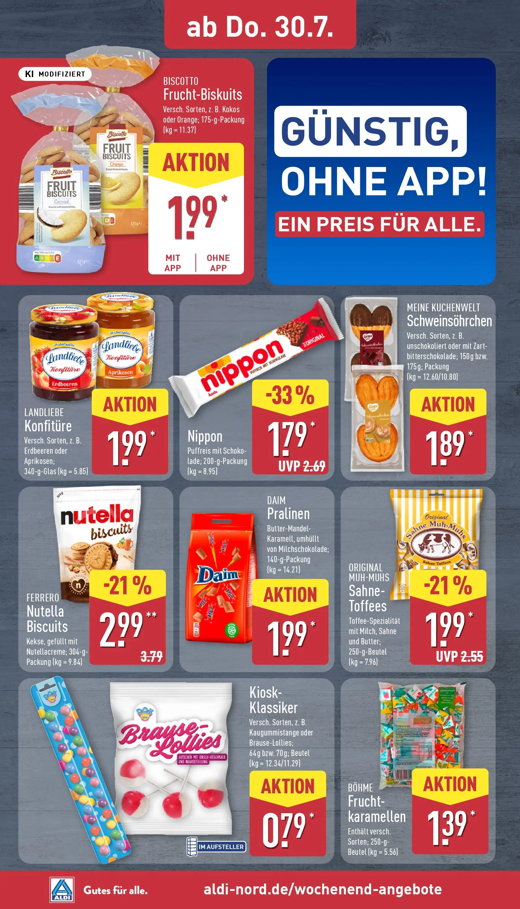Aldi - ALDI Nord: Wochenangebote (ab 27.07.2026) » Angebote Online | Seite: 36 | Produkte: Nutella, Erdbeeren, Sahne