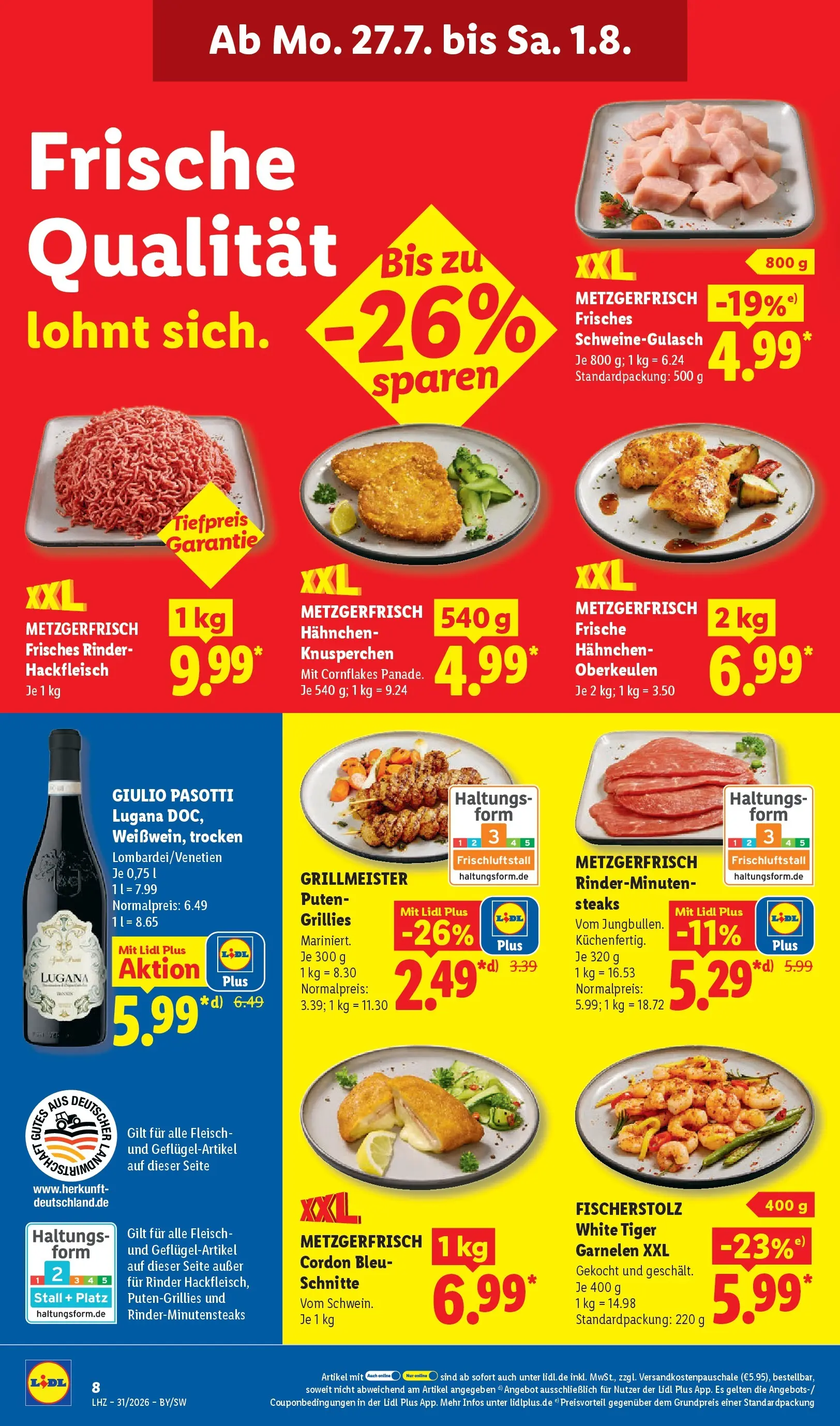 Lidl Prospekt Hof-innenstadt (ab 27.07.2026) ยป Angebote online | Seite: 12 | Produkte: Schweinegulasch, Tiger garnelen, Fleisch, Hackfleisch Lidl Prospekt Hof-innenstadt (ab 27.07.2026) zum Blรคttern ยป Angebote | Seite: 12 | Produkte: Schweinegulasch, Tiger garnelen, Fleisch, Hackfleisch