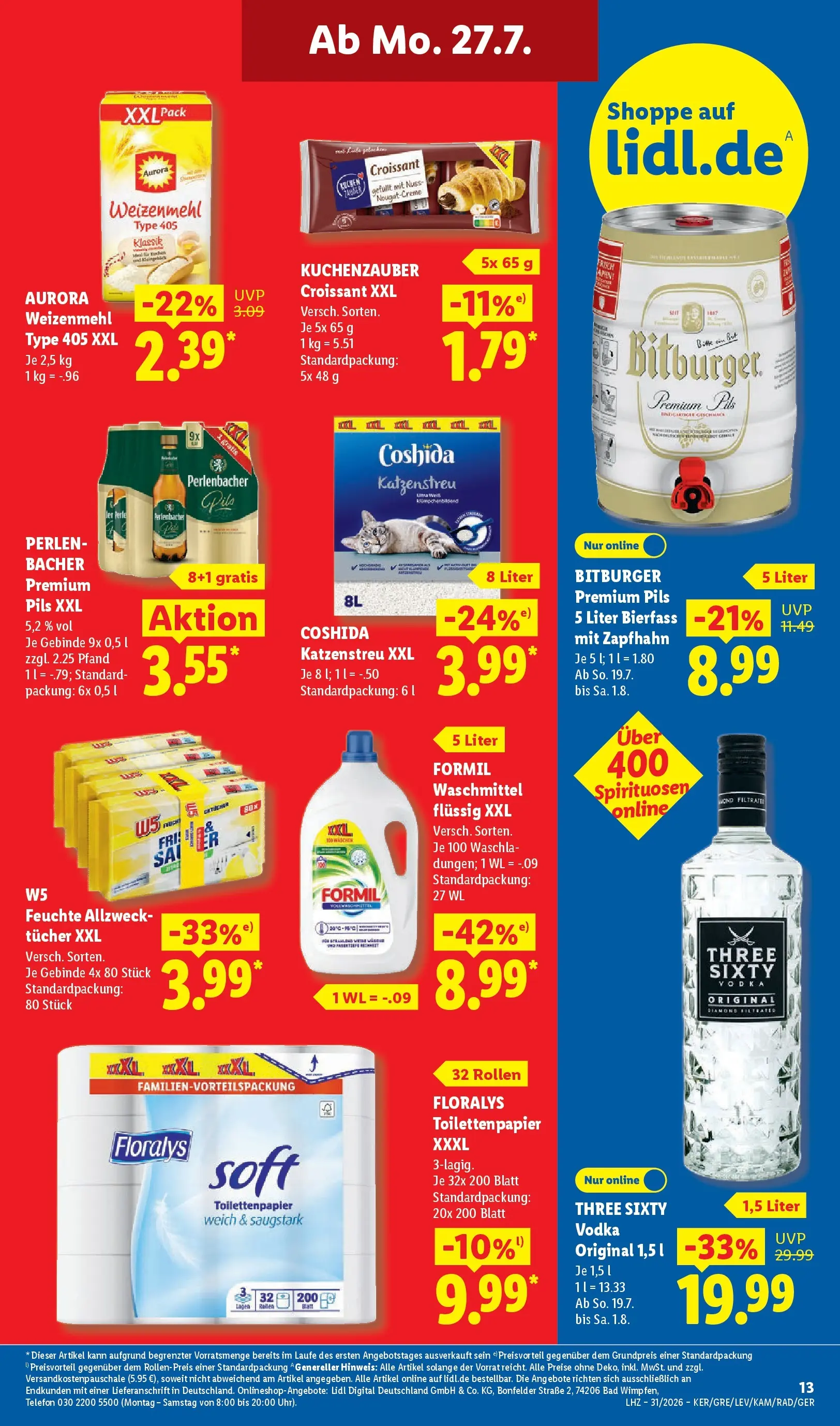 Lidl Prospekt Düsseldorf (ab 27.07.2026) » Angebote online | Seite: 23 | Produkte: Waschmittel, Vodka, Kuchen, Toilettenpapier Lidl Prospekt Düsseldorf (ab 27.07.2026) zum Blättern » Angebote | Seite: 23 | Produkte: Waschmittel, Vodka, Kuchen, Toilettenpapier