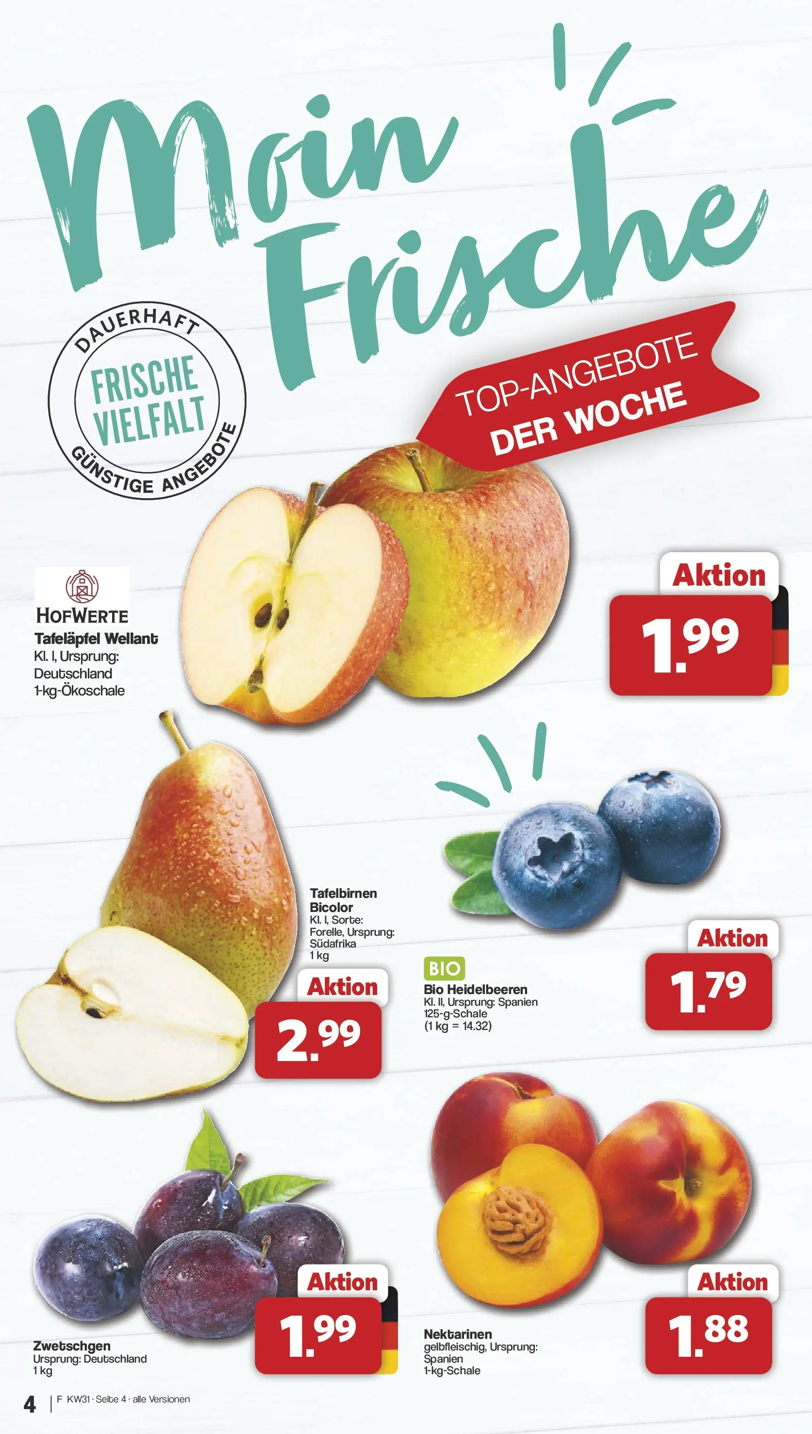 Famila Nordwest - Famila: Wochenangebote (ab 27.07.2026) zum Blättern | Seite: 4 | Produkte: Nektarinen, Zwetschgen, Heidelbeeren