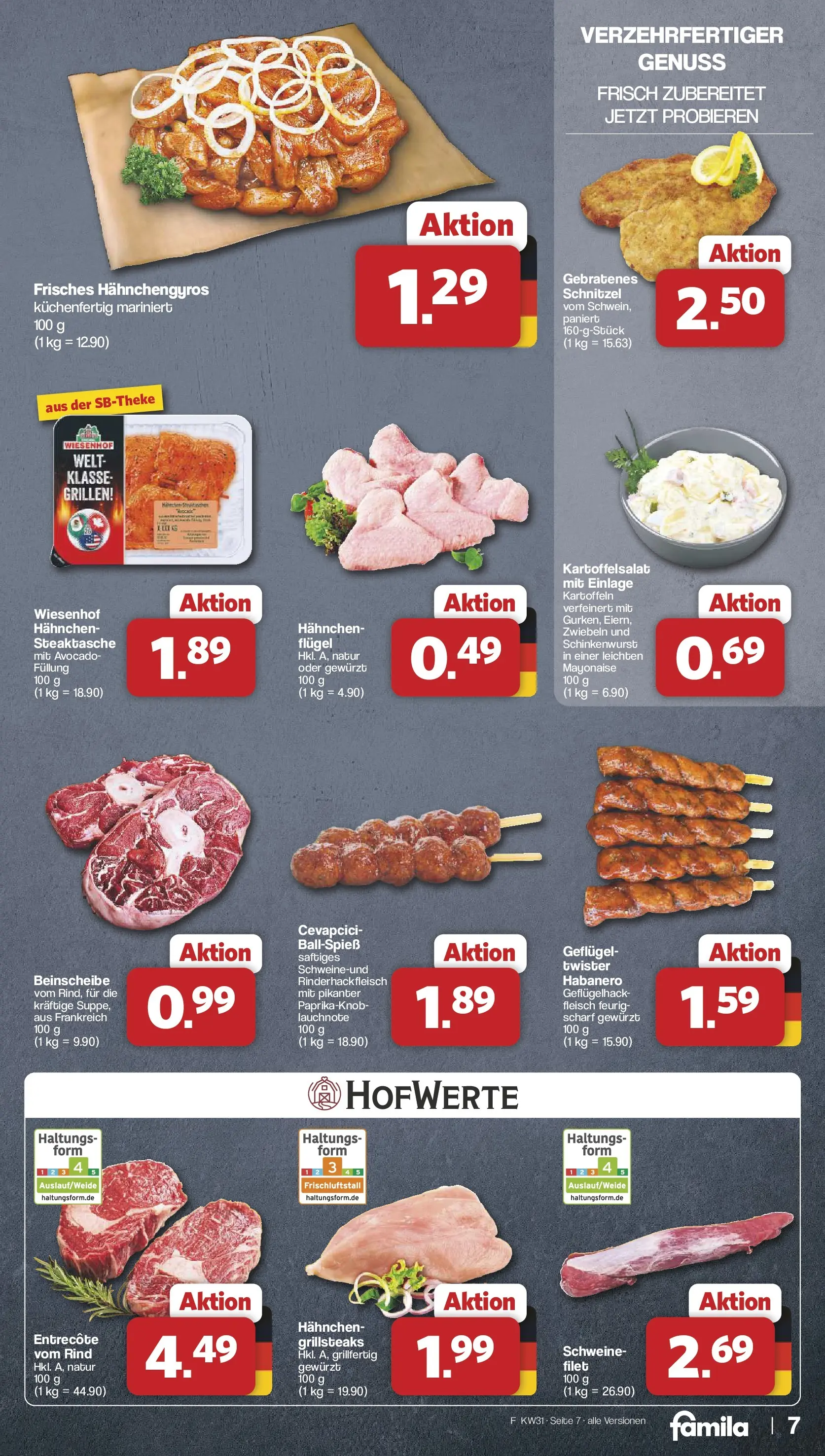 Famila Nordwest - Famila: Wochenangebote (ab 27.07.2026) zum Blättern | Seite: 7 | Produkte: Hahnchen, Cevapcici, Avocado, Zwiebeln